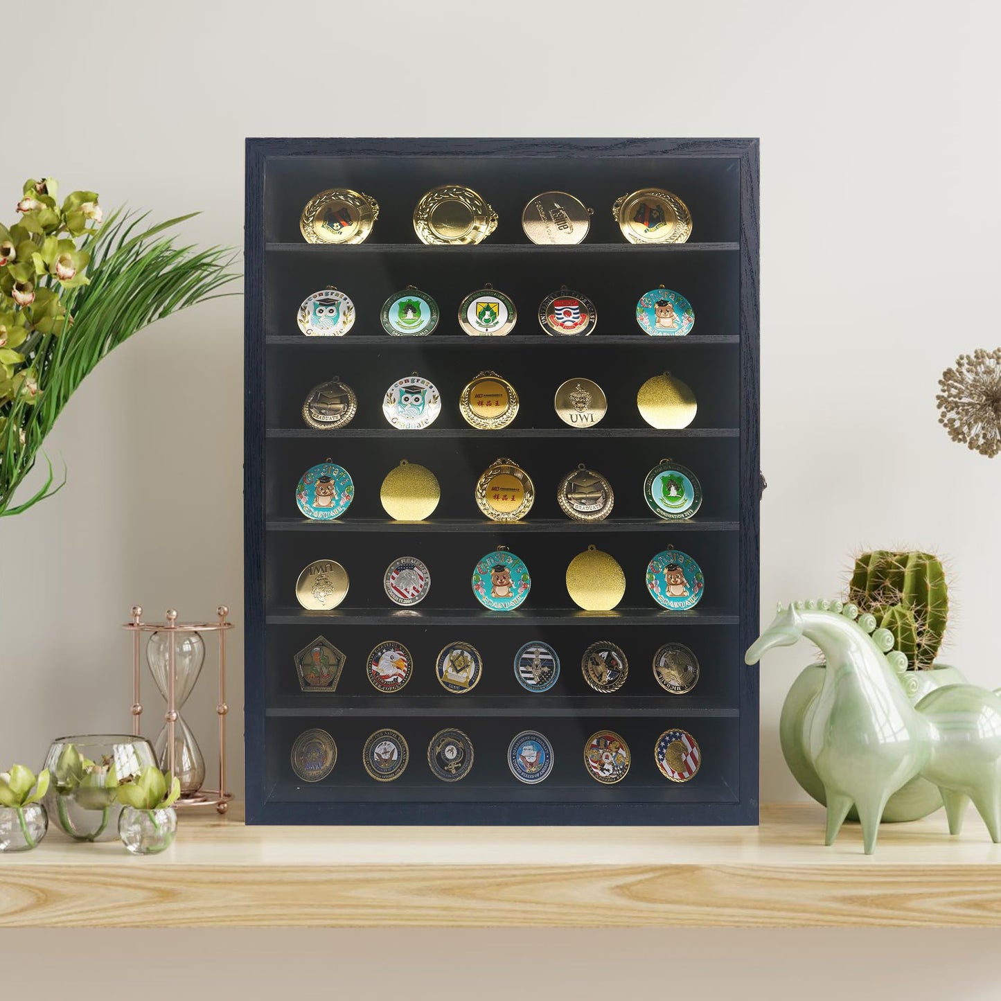 Hodeframe 16x20 Shadow Boxes Display Cases with Shelves, Black Deep Shadow Box Frame for Keepsake Collectibles, Coins Military Medals Pins Wedding Flowers