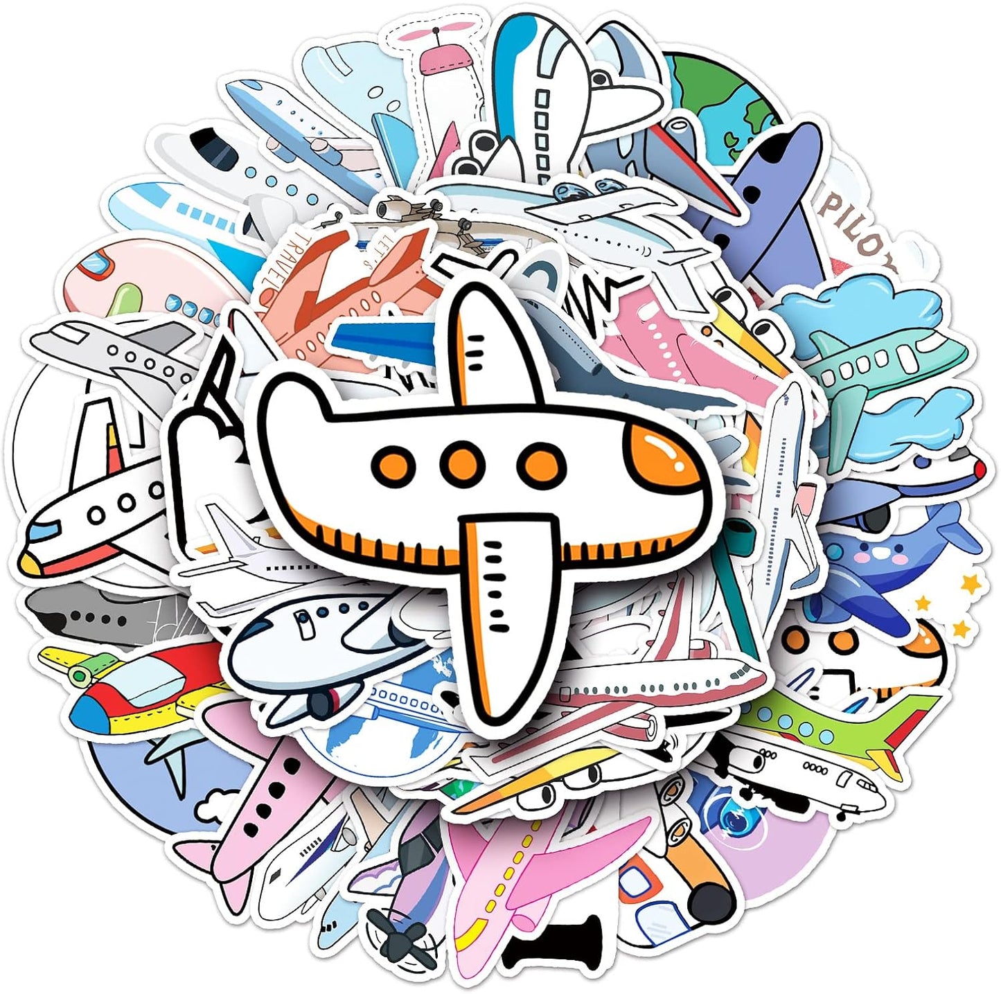 ZLWSD Stickers,50PCS Pack Kids Teens Airplane Aircraft Aesthetic Waterproof Laptop Adults Graffiti Decals for Water