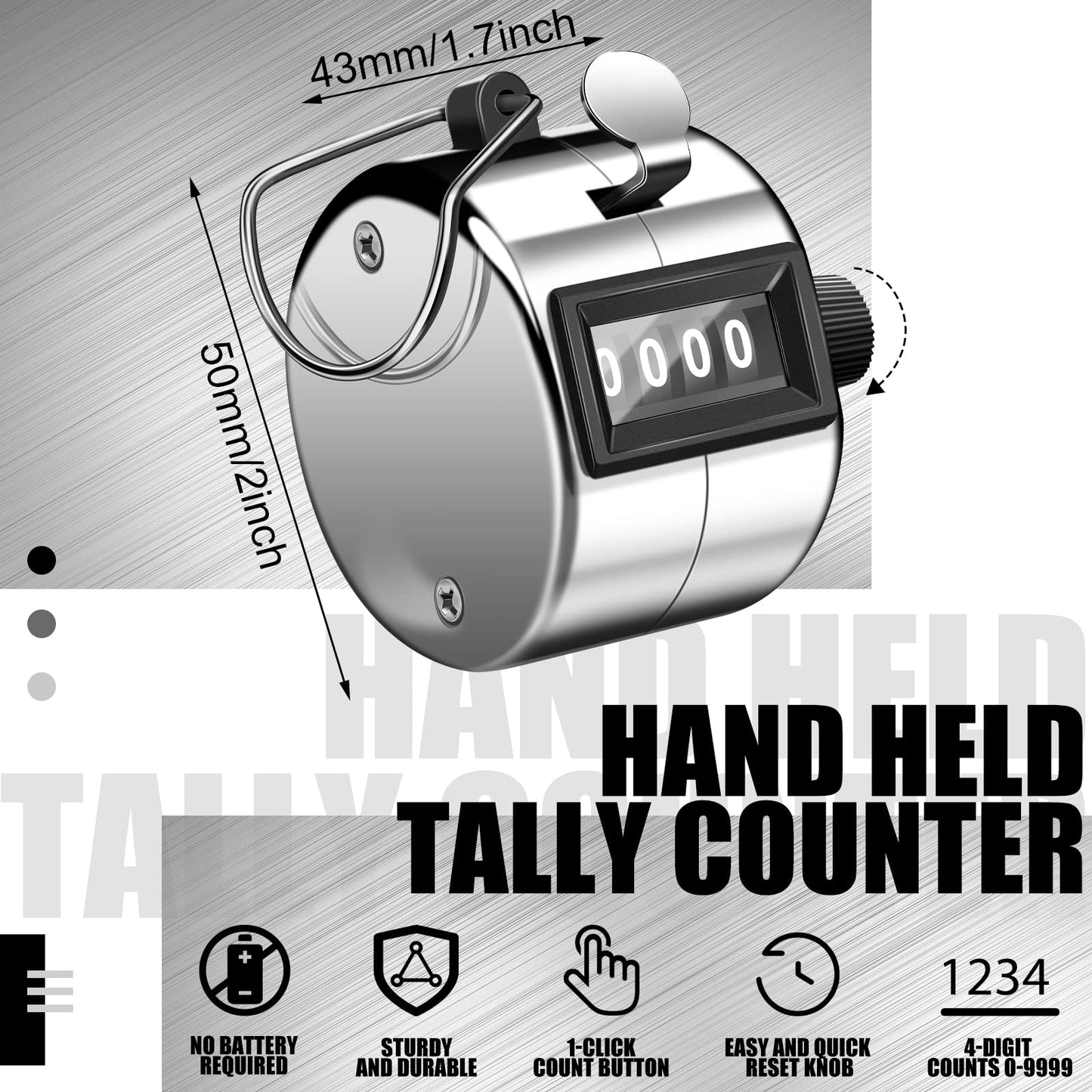 Kingdder 25 Pcs Hand Held Tally Counter 4 Digit Mechanical Palm Click Counter Handheld Tally Number Clicker for Counting Numbers Golf Sports Events Office Stadium(Silver)