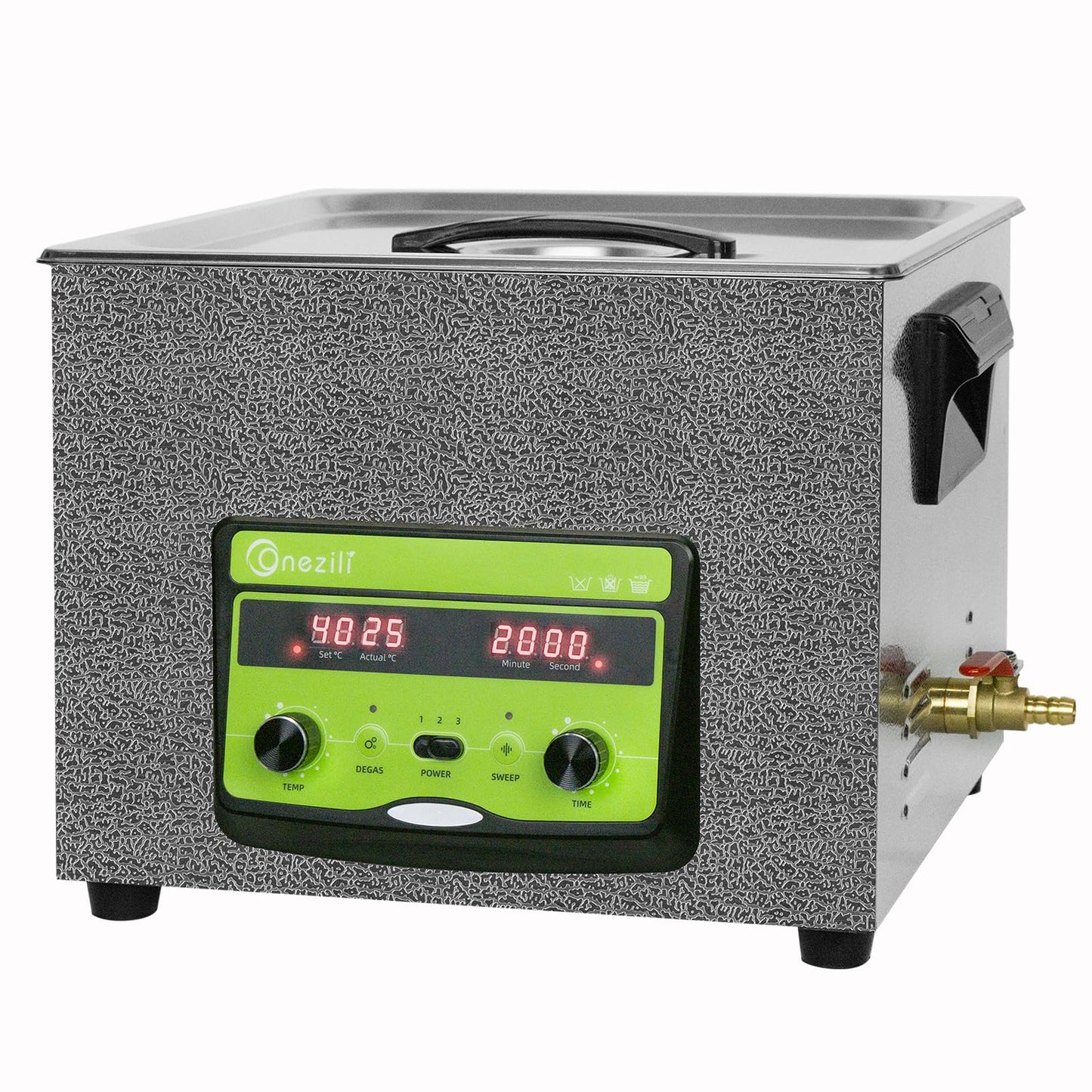 ONEZILI Ultrasonic Cleaner 15L, 360W Ultrasonic Parts Cleaner w/Adjustable Power, Sweep & Degas for 360°Cavitation Cleaning- Industrial Ultrasonic Cleaning Machine for Carburetor & Mechanical Parts