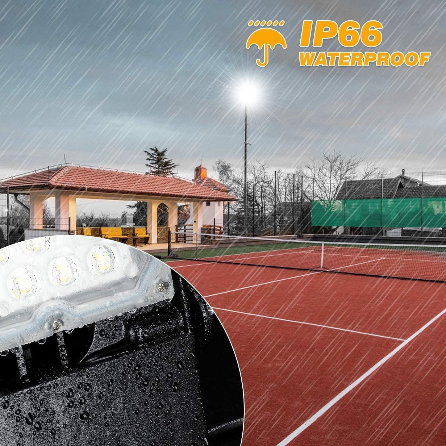Juyace 3-Pack LED Parking Lot Lights, 240W 36000LM Dusk to Dawn Stadium Flood Light, 5000K IP65 Waterproof Commercial Area Lighting for Sports Court, Arena, Field, Security 110-277V