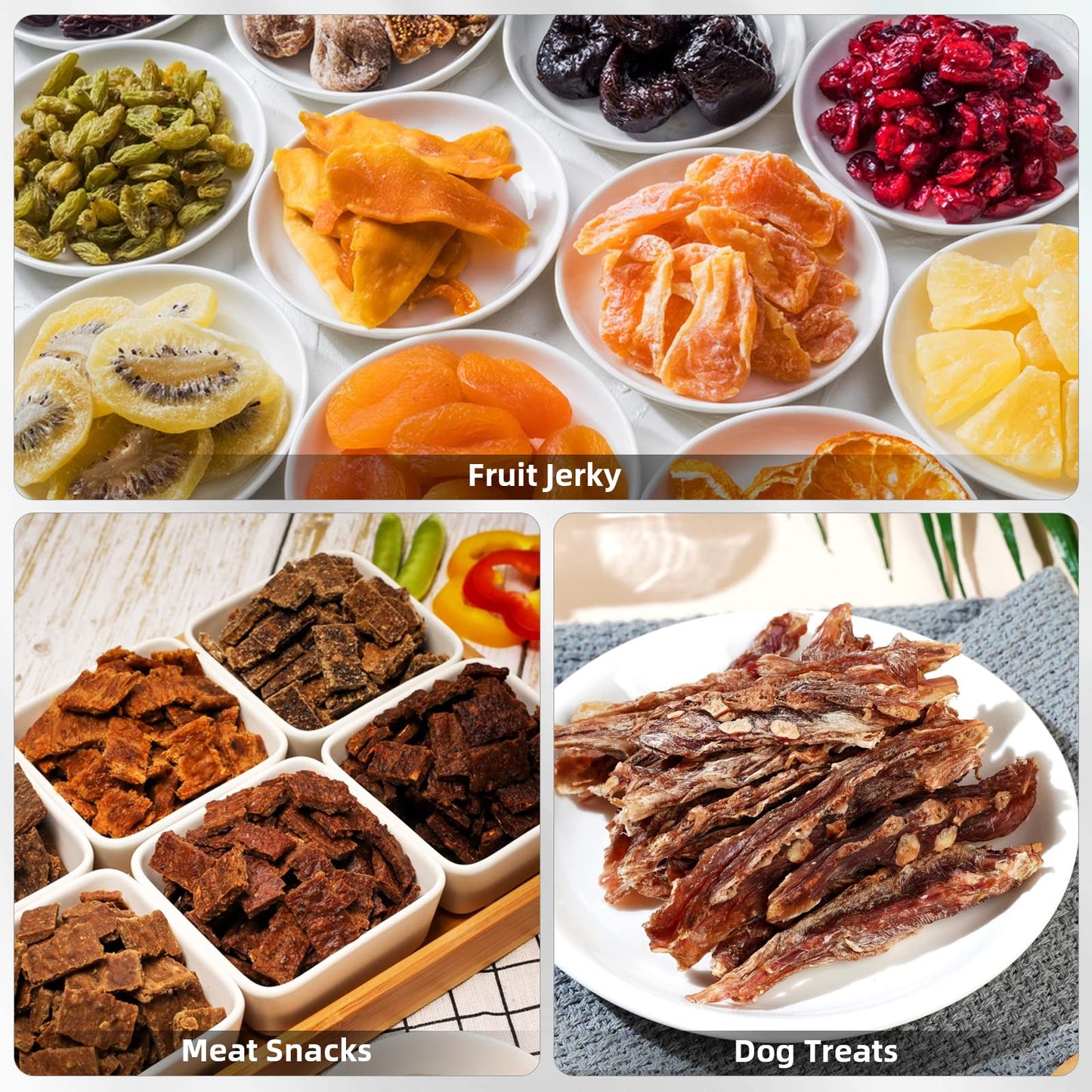 FAHKNS Dehydrater for Food And Jerky Deshidratador De Alimentos Fruit Dehydrator Commercial Used Meat Beef Maker Frutas Lem Herb Dryer 8 Trays Stainless Steel Desidratador