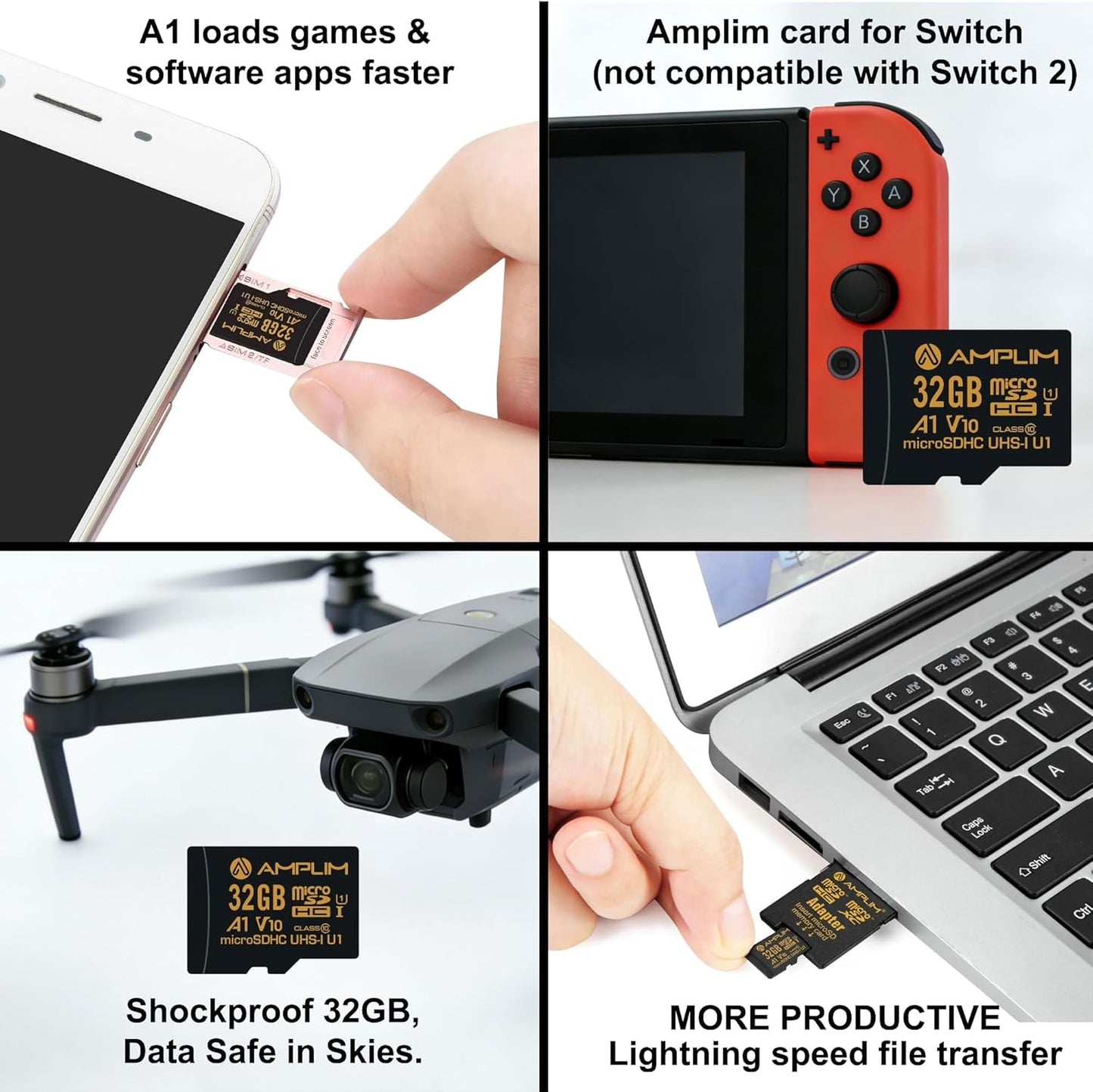 Amplim 32GB (1X MicroSDXC Card with Adapter Black)