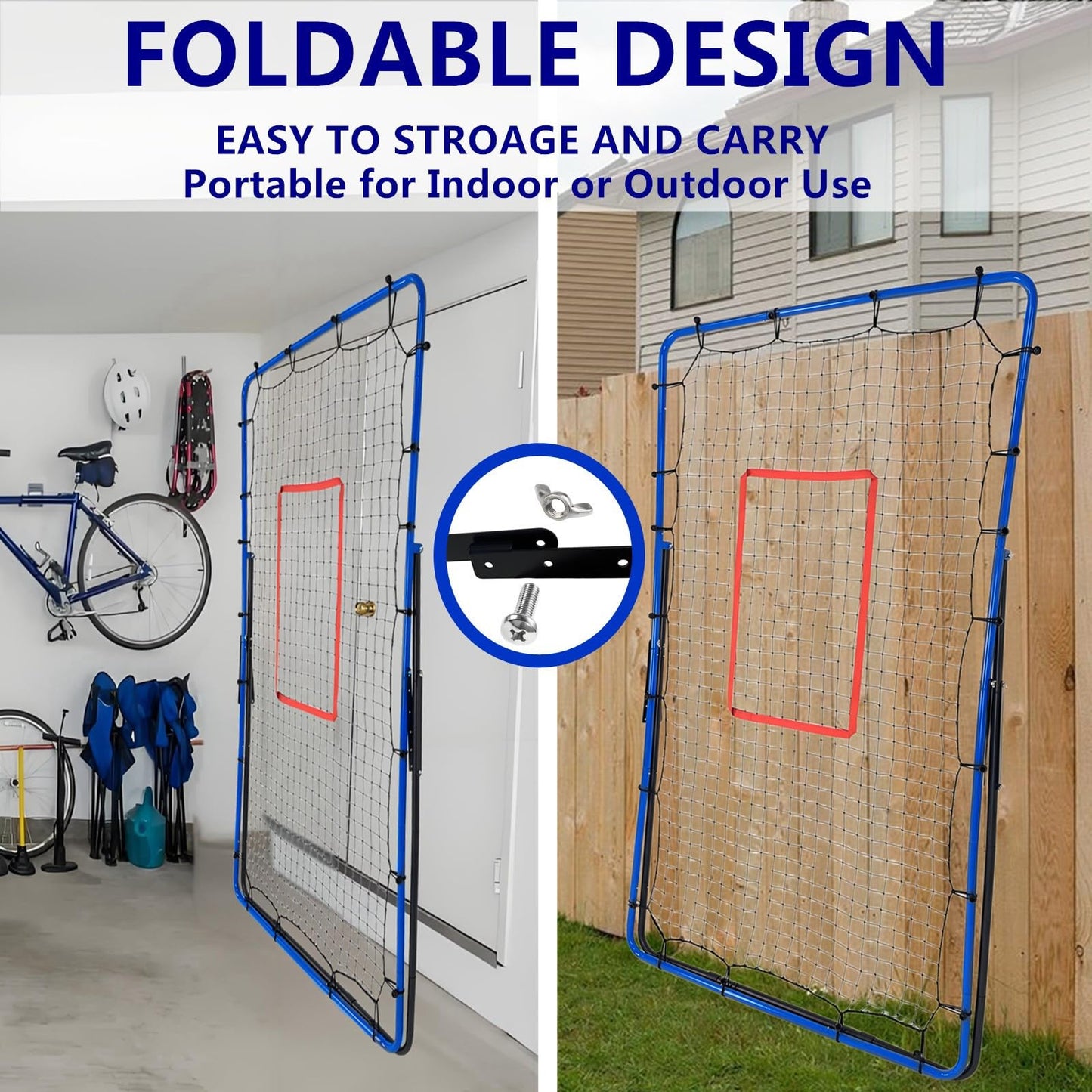 Volleyball Rebounder Net,7x4FT Volleyball Practice Net with 5 Adjustable Angles, Bounce Back Training Equipment for Bumping & Spiking, Lacrosse Baseball Soccer Trainer for Backyard