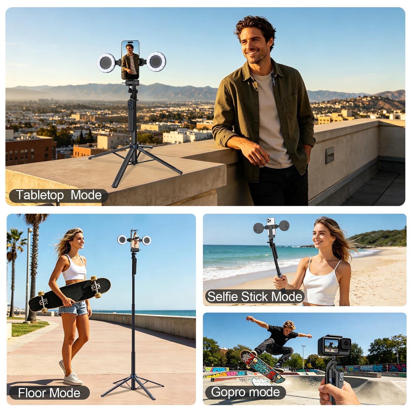 Content Creator Essentials Vlogging Kit for iPhone, 71" Tripod for iPhone Video Recording with Light, Wireless Microphones, Remote, Selfie Stick Phone Stand for TikTok, YouTube