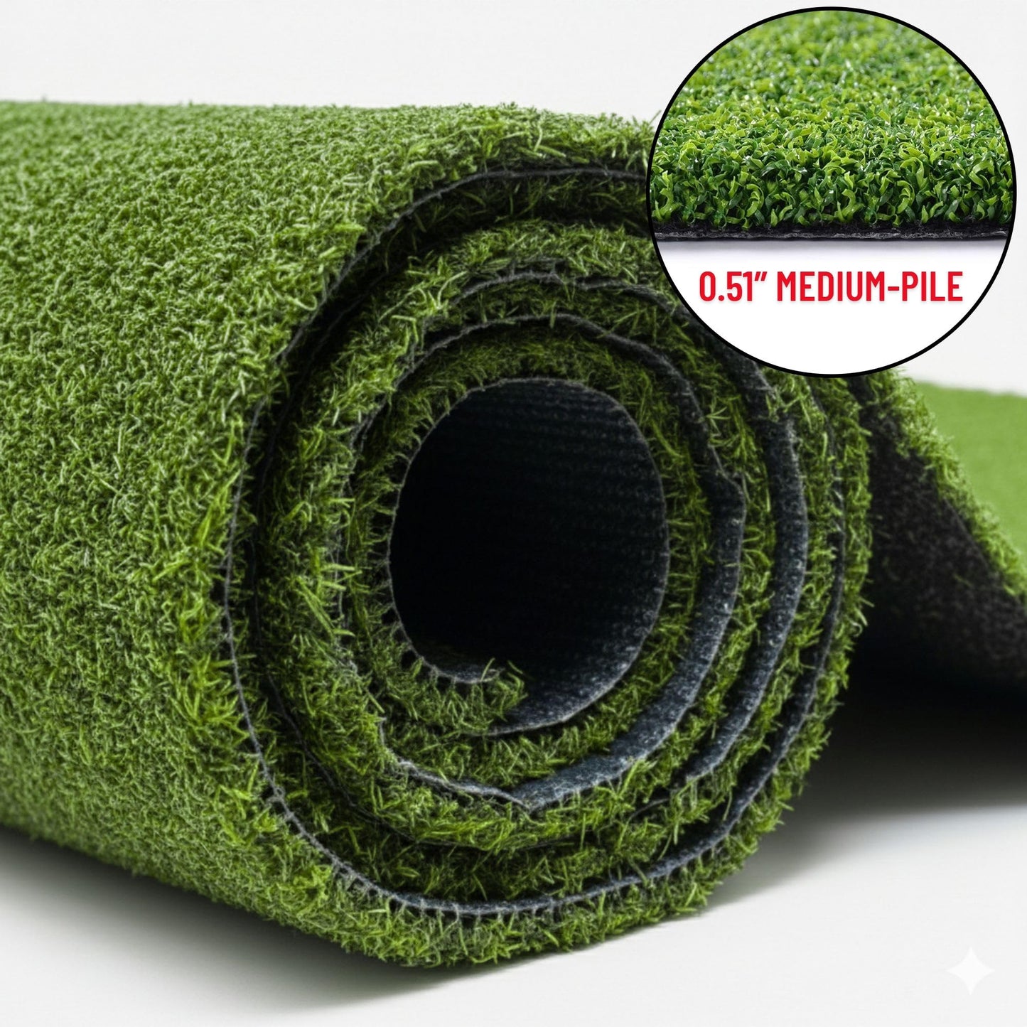 Ottomanson Artificial Grass Rug 4' x 6'6", Indoor Outdoor Fake Grass Rug for Patio, Deck, Backyard & Home Gym, Large Area Turf with Drainage Holes, UV Resistant