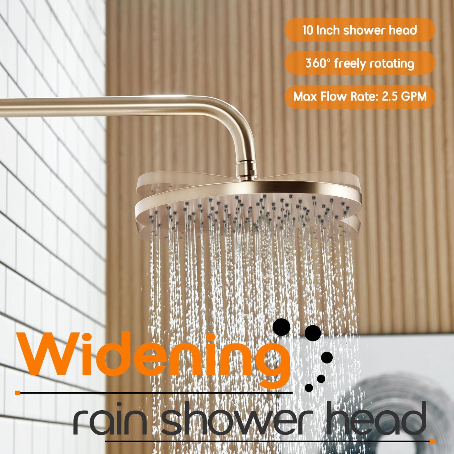 AONEON Bathtub Shower Trim Kit with 10'' High Pressure Rain Showerhead Faucet System, 3-Function Handheld Spray and Valve Included, Wall Mount Champagne Bronze SF001CPG-D10