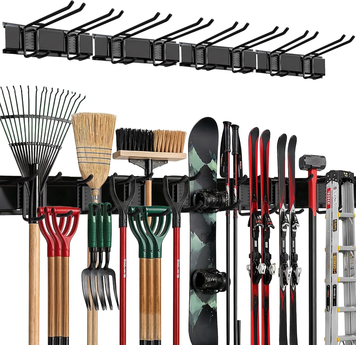 TIDYME Garage Wall Organizer - 64" Heavy-Duty Tool Storage Rack with Adjustable Hooks | 400 lbs Capacity