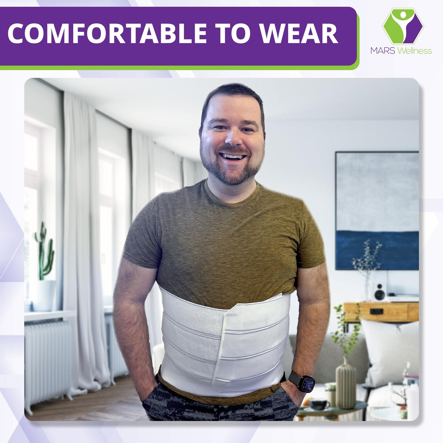 MARS WELLNESS Premium Plus Size Bariatric Abdominal Binder - 12" 4 Section/Panel - Bariatric Binder Abdominal Brace for Men or Women - Fits Waist Sizes 55" - 72"
