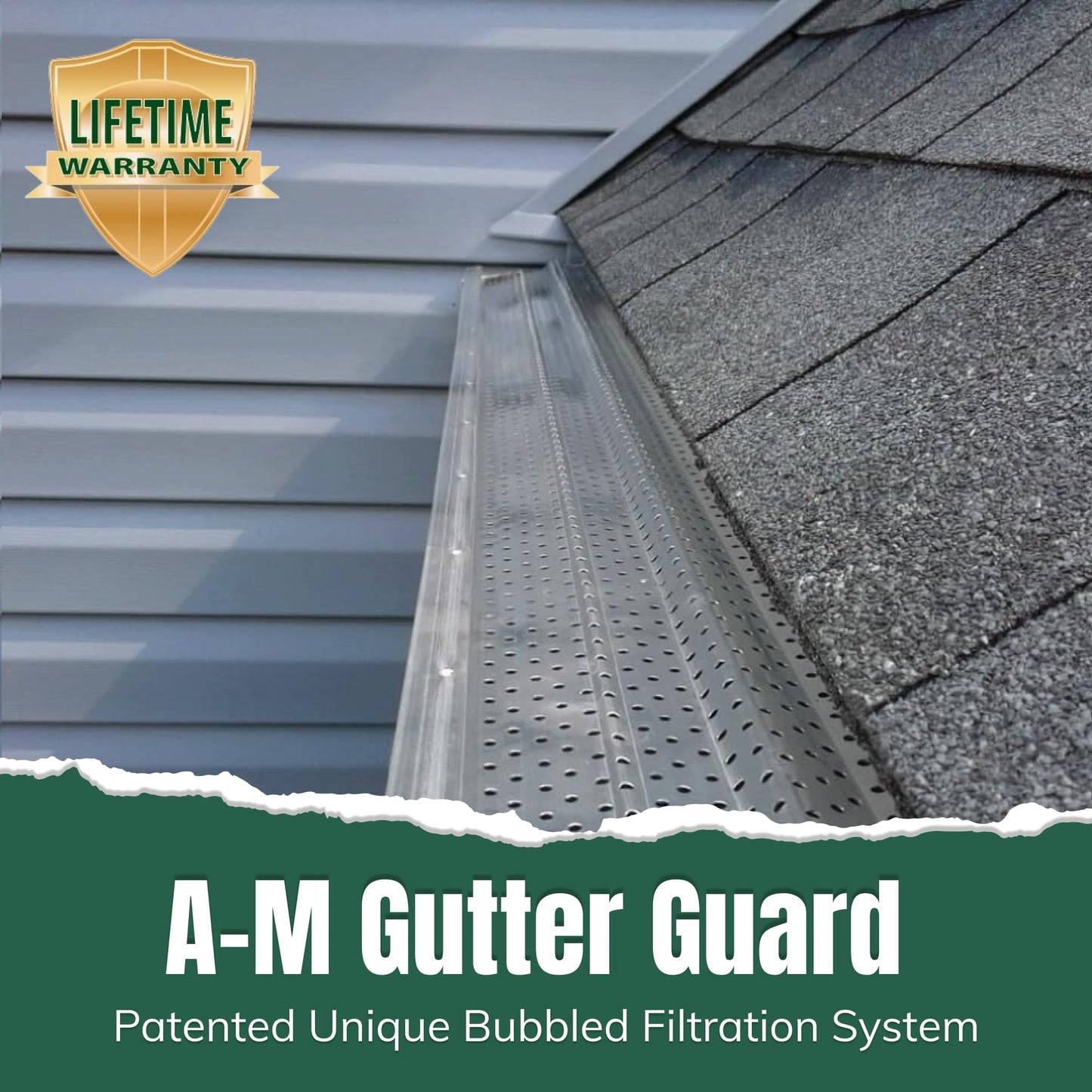 A-M Gutter Guard – Premium Heavy-Duty Lifetime Quality Aluminum - Leaf & Debris Protection, (5 Inch - 50 Feet, Mill Finish) - DIY Easy - Made in The USA