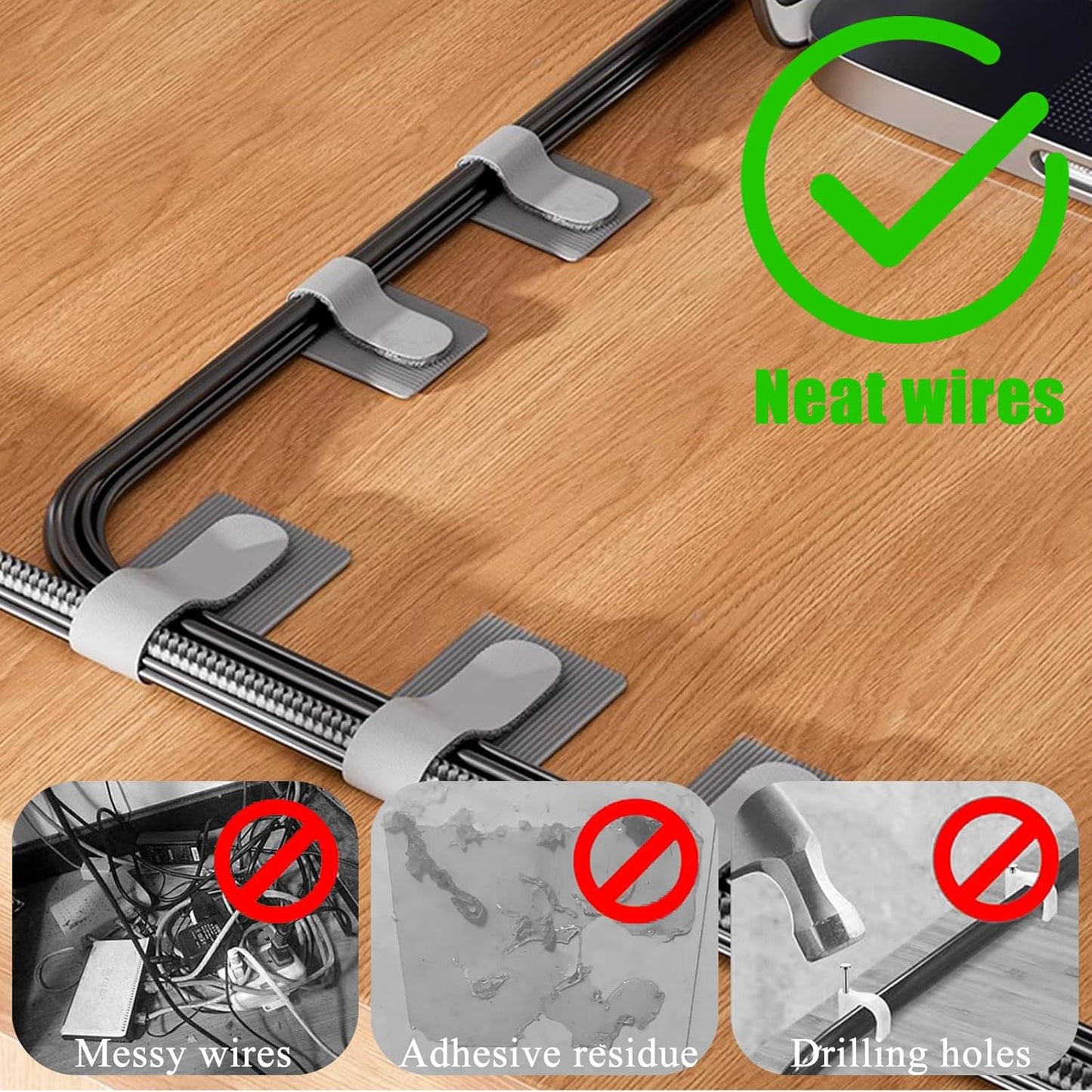 BTPIEL 80PCS Hook and Loop Cable Ties, Under Desk Cable Management, Adhesive Cable Straps, Cord Management Hider Idea