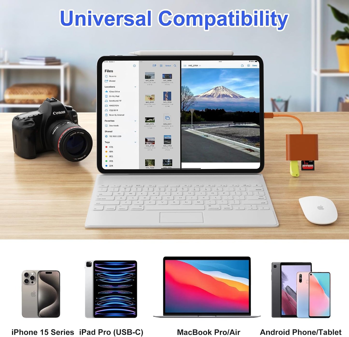 SZHAIYIJIN 3.0 17/16/15 3 SD Card Reader, USB Type C High Speed to SD/TF Card Adapter for iPhone Pro Max Memory Card