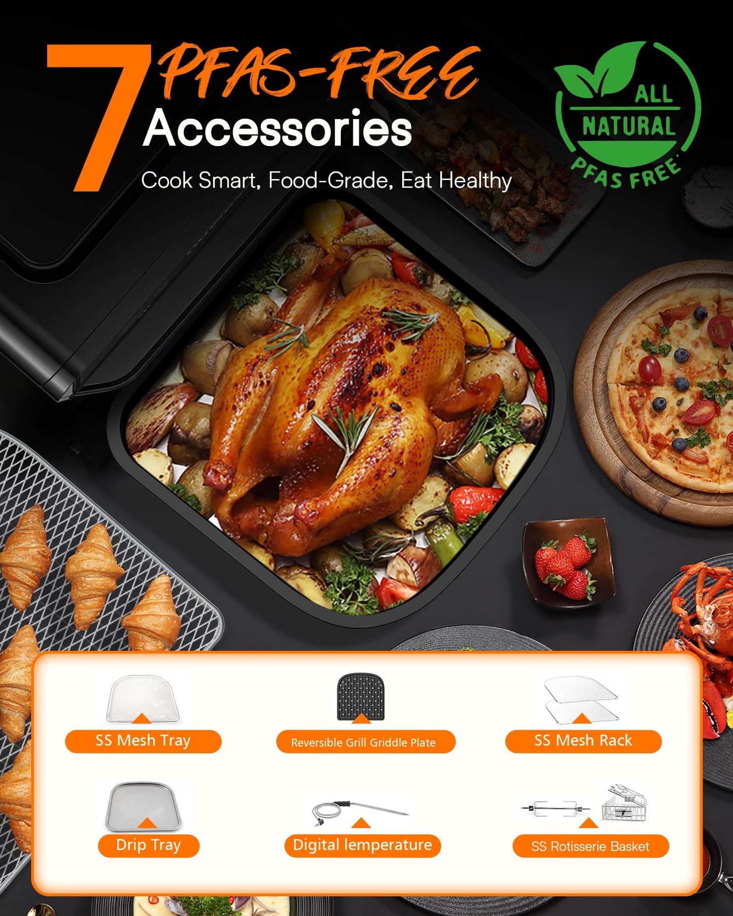 Nuwave Brio 15.5Qt Air Fryer Oven with Plug-In Grill, XL Family Size, 10-in-1, Air Fry, Grill, Rotisserie, Even & Crisp Cooking, 50°–425°F, 1800W