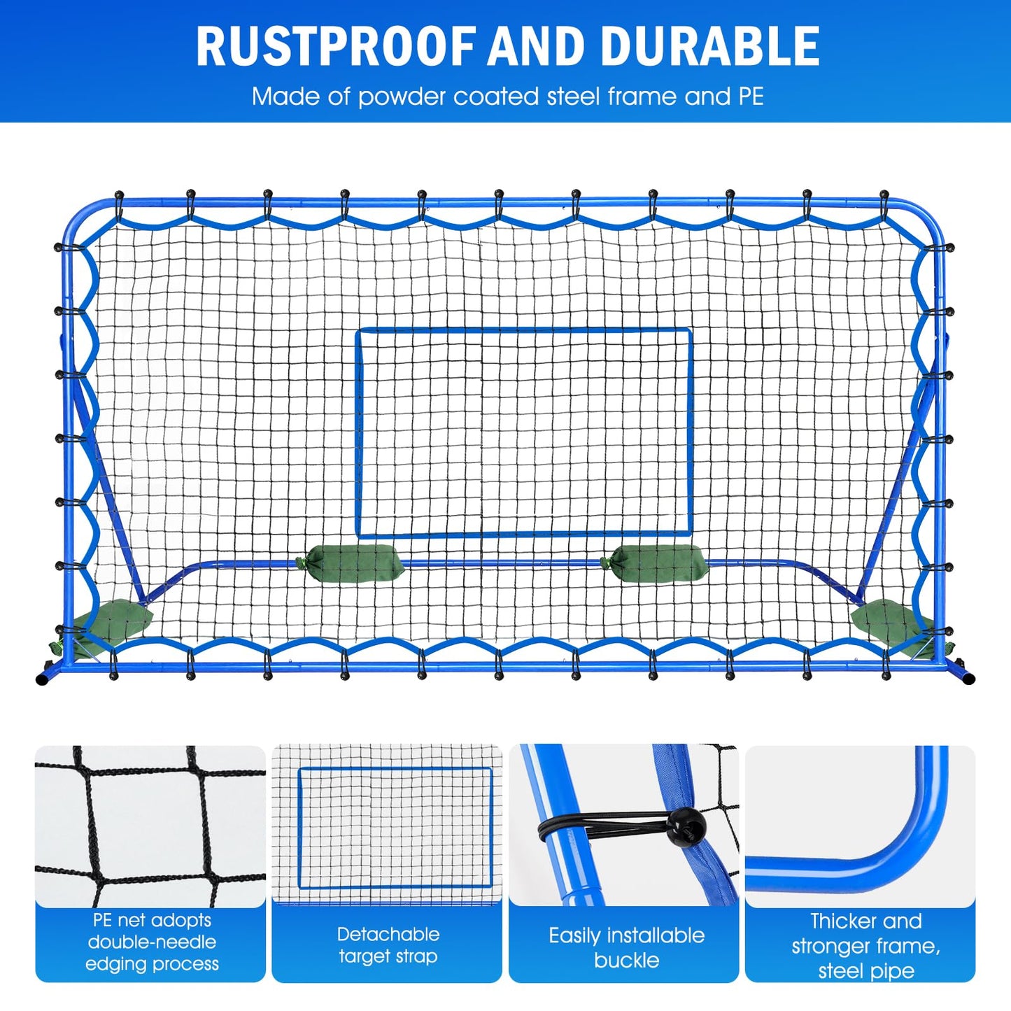 7x4FT Soccer Baseball Rebounder Net, Volleyball Softball Rebound PitchBack Net Quick-Switch Angle Soccer Training for Control, Passing Practice, Lacrosse Bounce Back Rebounder Gifts Trainer Equipment
