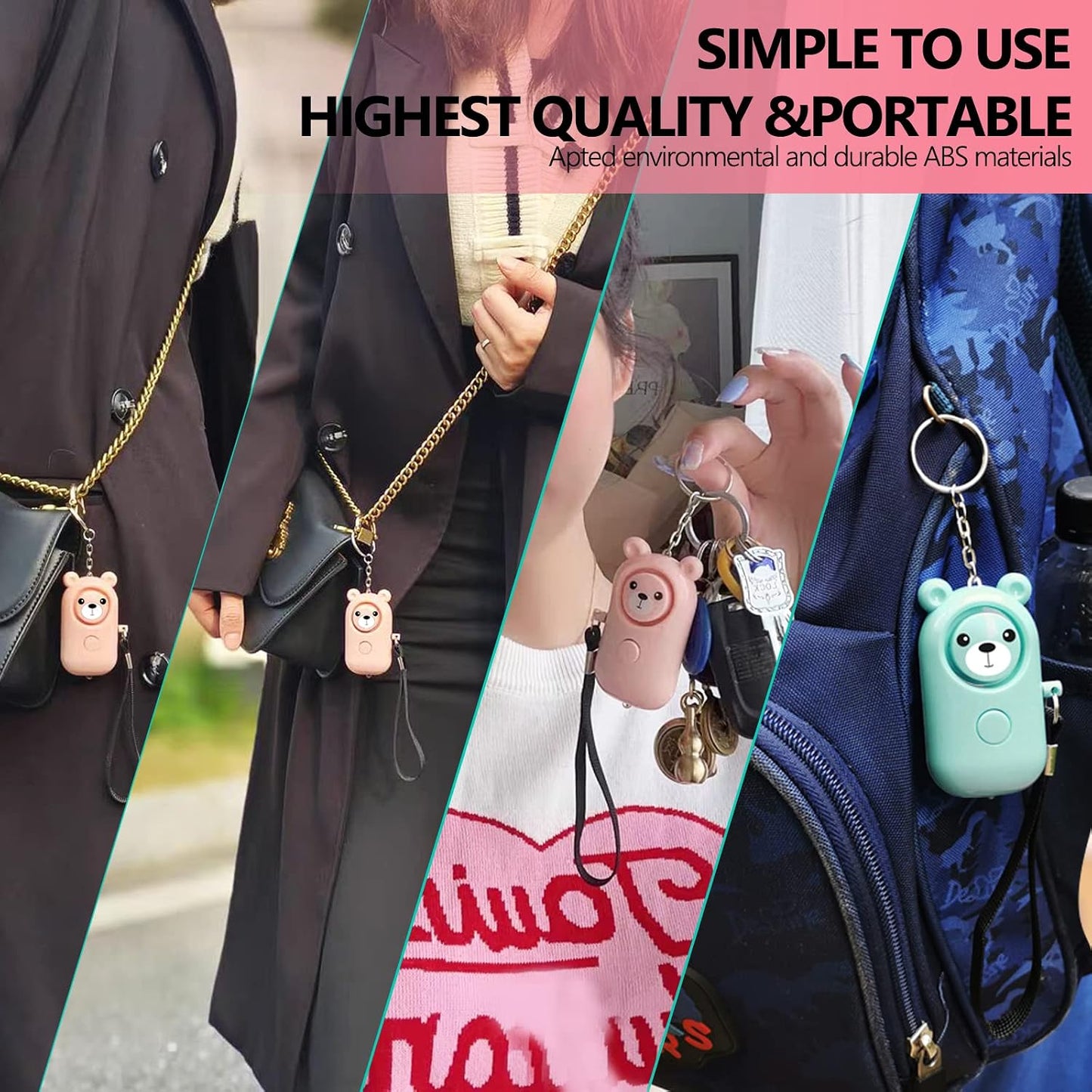 SRTKBEU 2 Pack 130dB Personal Alarms for Women Keychain Safety for Kids Elders, Loud Siren Safe Sound Security Self
