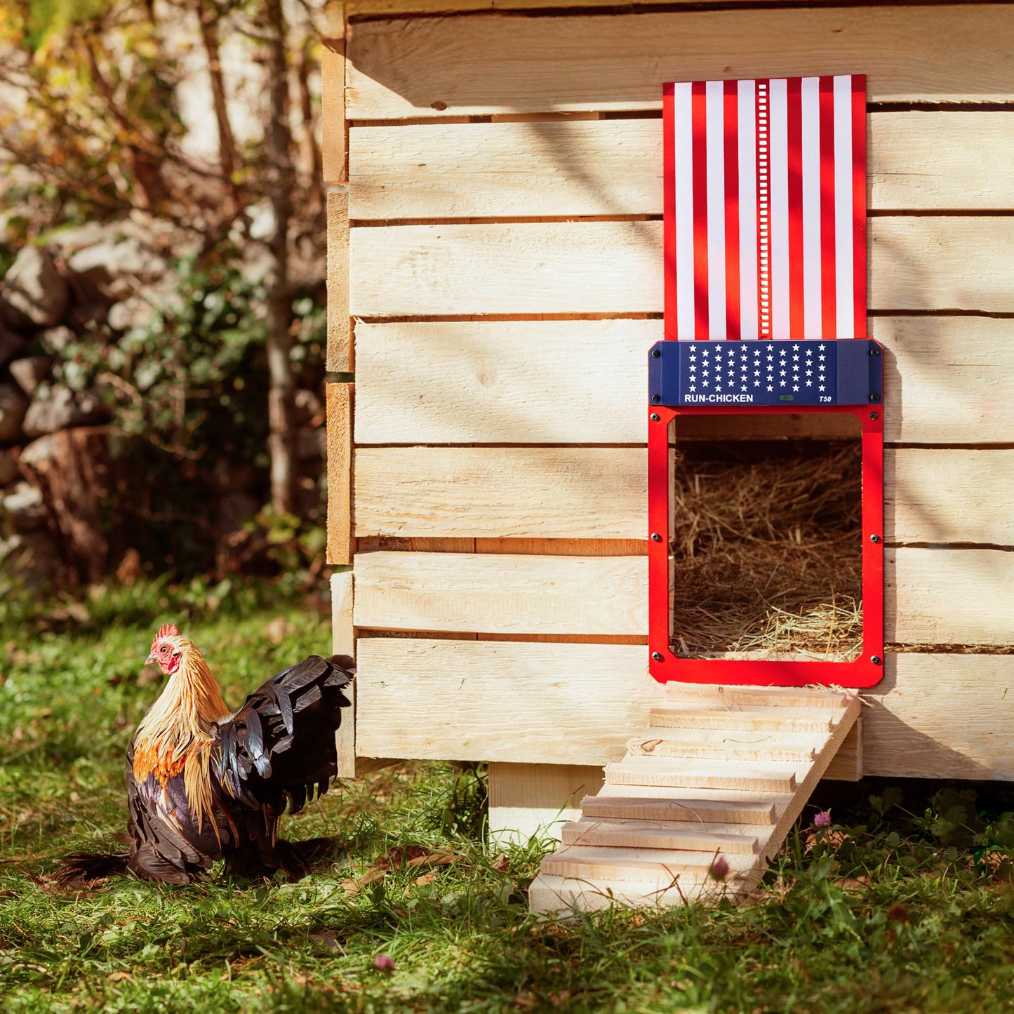 RUN-CHICKEN Door T50 – Automatic Chicken Coop Door Opener, Battery Powered & Weatherproof Aluminum, Smart App & Timer Control, Predator Proof, Easy Install, Reliable All-Season Performance (USA)