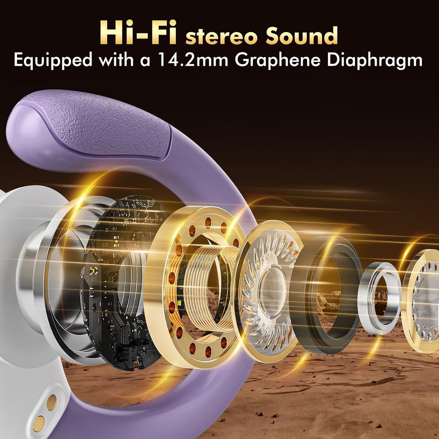 5.3 80H IPX7 HAOYUYAN Wireless Earbuds Bluetooth Headphones with Playback, Waterproof Over Ear Buds with LED Power