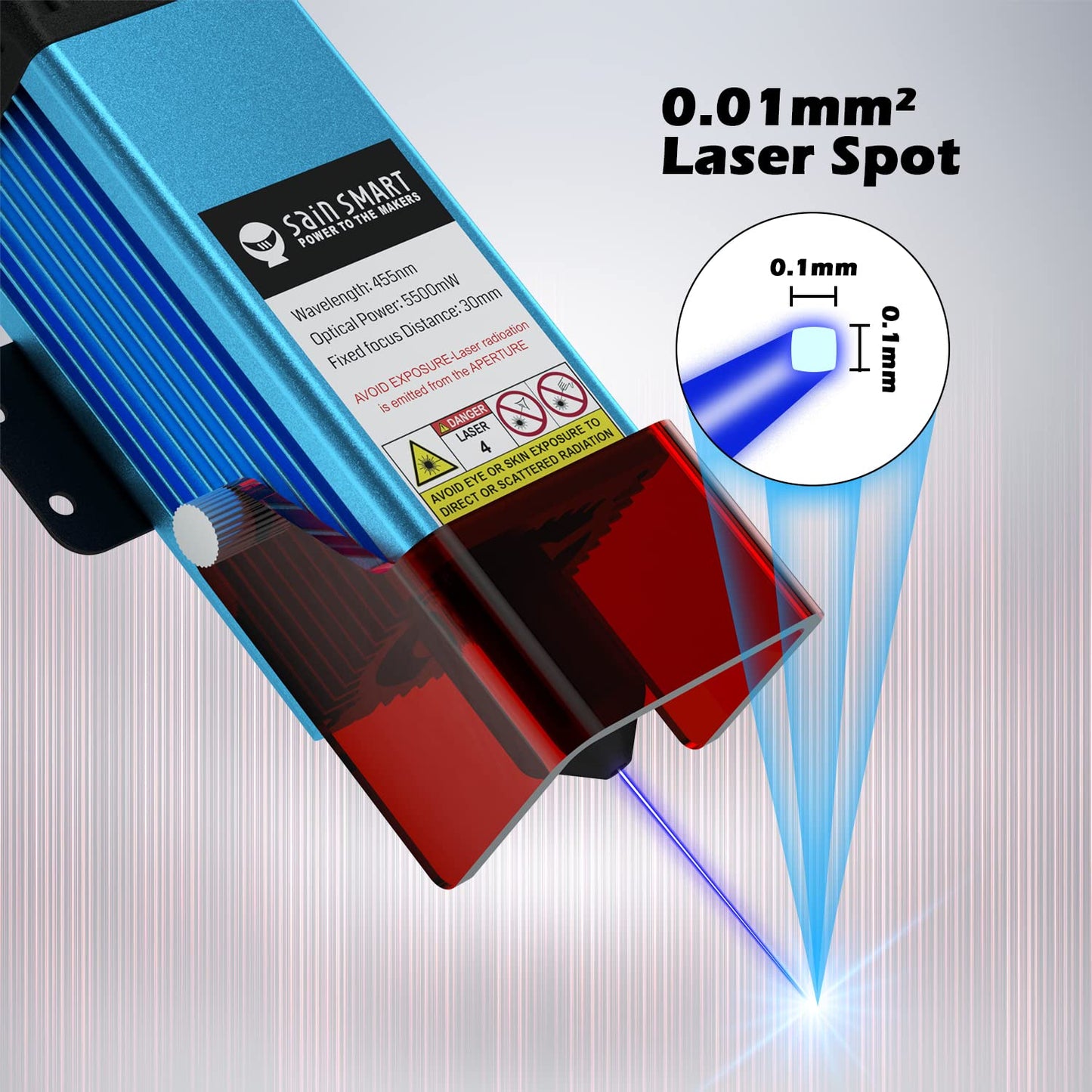 Genmitsu CFL55 Compressed Spot 5.5W FAC Laser Module, 0.1mm*0.1mm Laser Spot, for 4040-PRO & 4040-PRO MAX, 3020-PRO Ultra, 3030-PROVer MAX, PROVerXL 4030, 4030V2, 6050 Plus CNC Router Machine