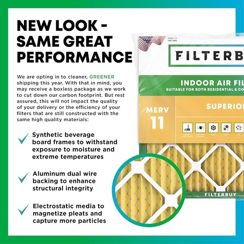Filterbuy 18x24x1 Air Filter - MERV 11 Pet & Allergy Defense | 6-Pack Electrostatic Pleated HVAC Filters
