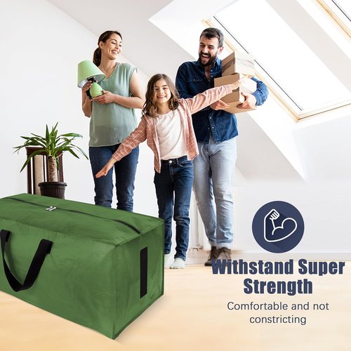 HOMESURE Large Water-Resistant Moving Bags - 8 Pack Heavy Duty Storage Totes with Zippers & Handles | Olive Green