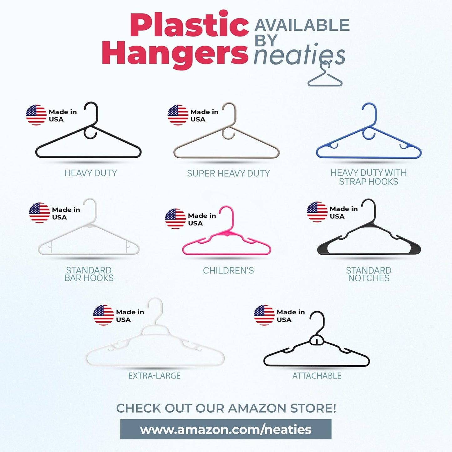 Skiennix Heavy Duty Plastic Clothes Hangers - Strong & Durable | Available in 18-Pack Black