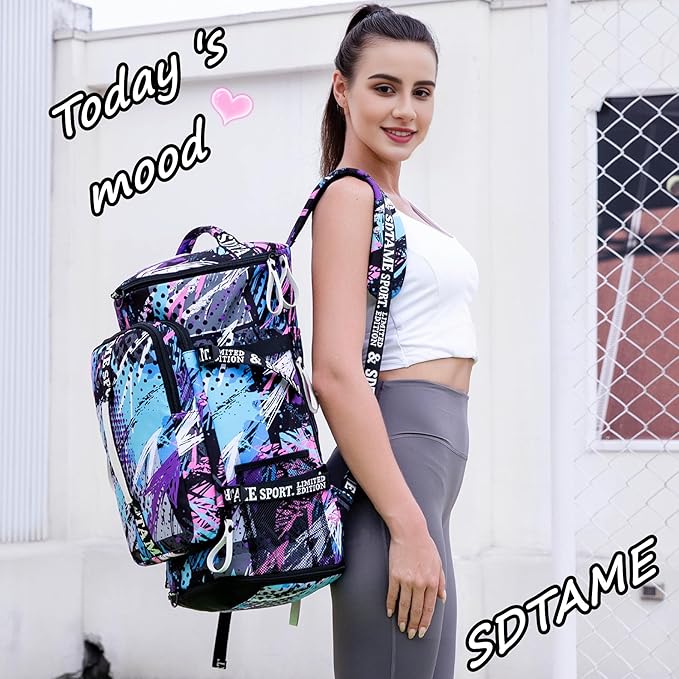 Gym Duffle Bag Backpack with Shoe Compartment,4 ways Travel Backpack for Women and Men,Multi-Functional Weekender bag with Waterproof Layer&Laptop Compartment for Fitness, Travel,Camping