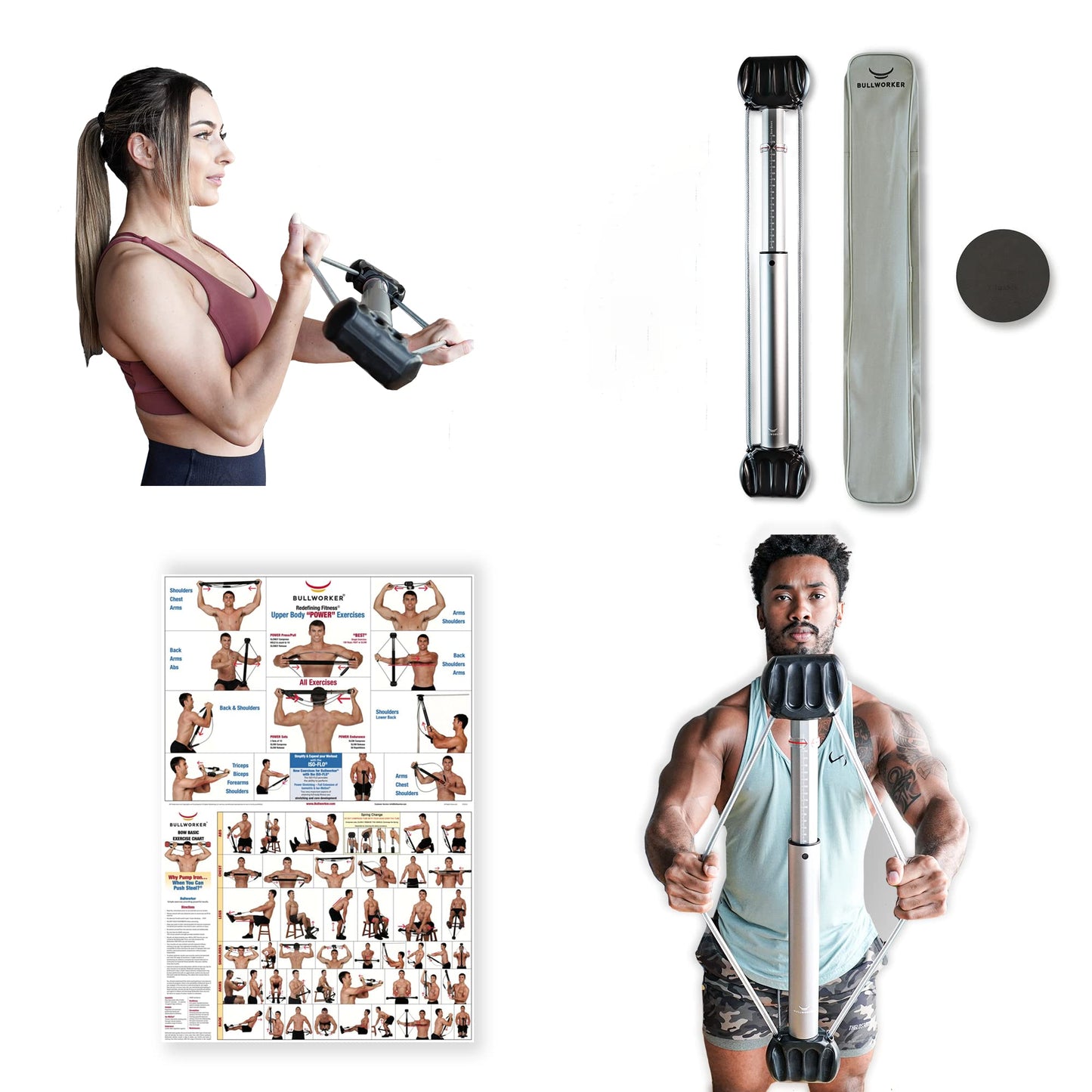 Bullworker Bow Basic 28" Isometric Exercise Equipment, Portable Home Gym for Total Body Strength Training, Compact Home Gym with Non Slip Pad, Canvas Carrying Case, Workout System Home Gym