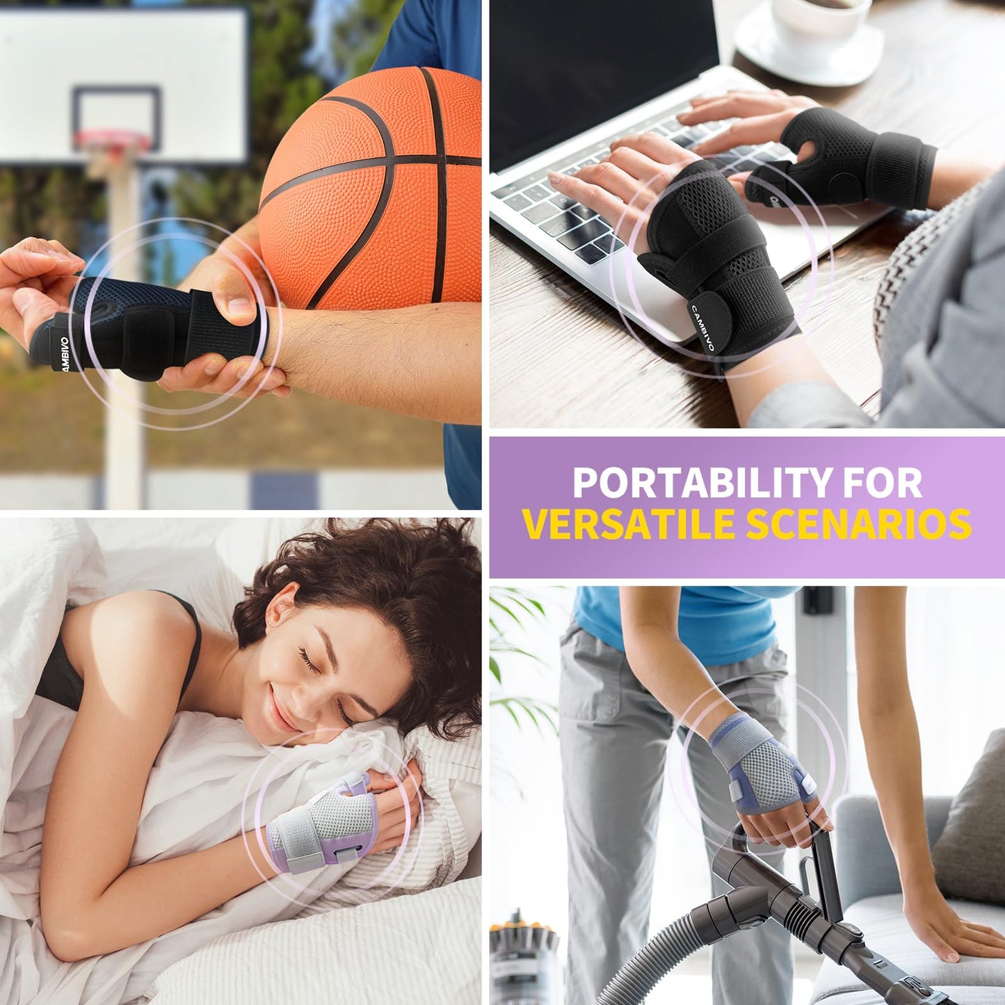 CAMBIVO Thumb Brace for CMC Joint Pain Relief, Arthritis, Tendinitis & De Quervain’s, Adjustable Thumb Spica Splint with Open-Palm Design for Typing & Daily Tasks, Breathable Reversible Stabilizer for Left/Right Hand