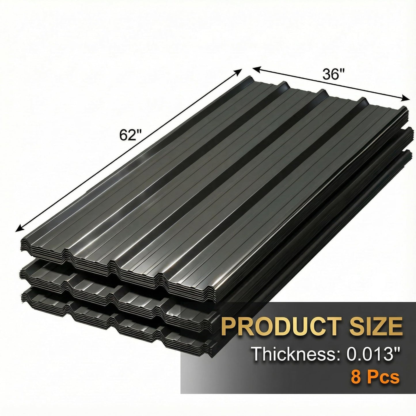 ZUROCK 62"x36" Corrugated Metal Roof Panels, Extra-Wide & 50% Wider, 30% Thicker Galvanized Steel with Anti-Rust Coating, Waterproof for Shed, Garage, Warehouse, Patio, Includes Screws, 8-Pcs Gray