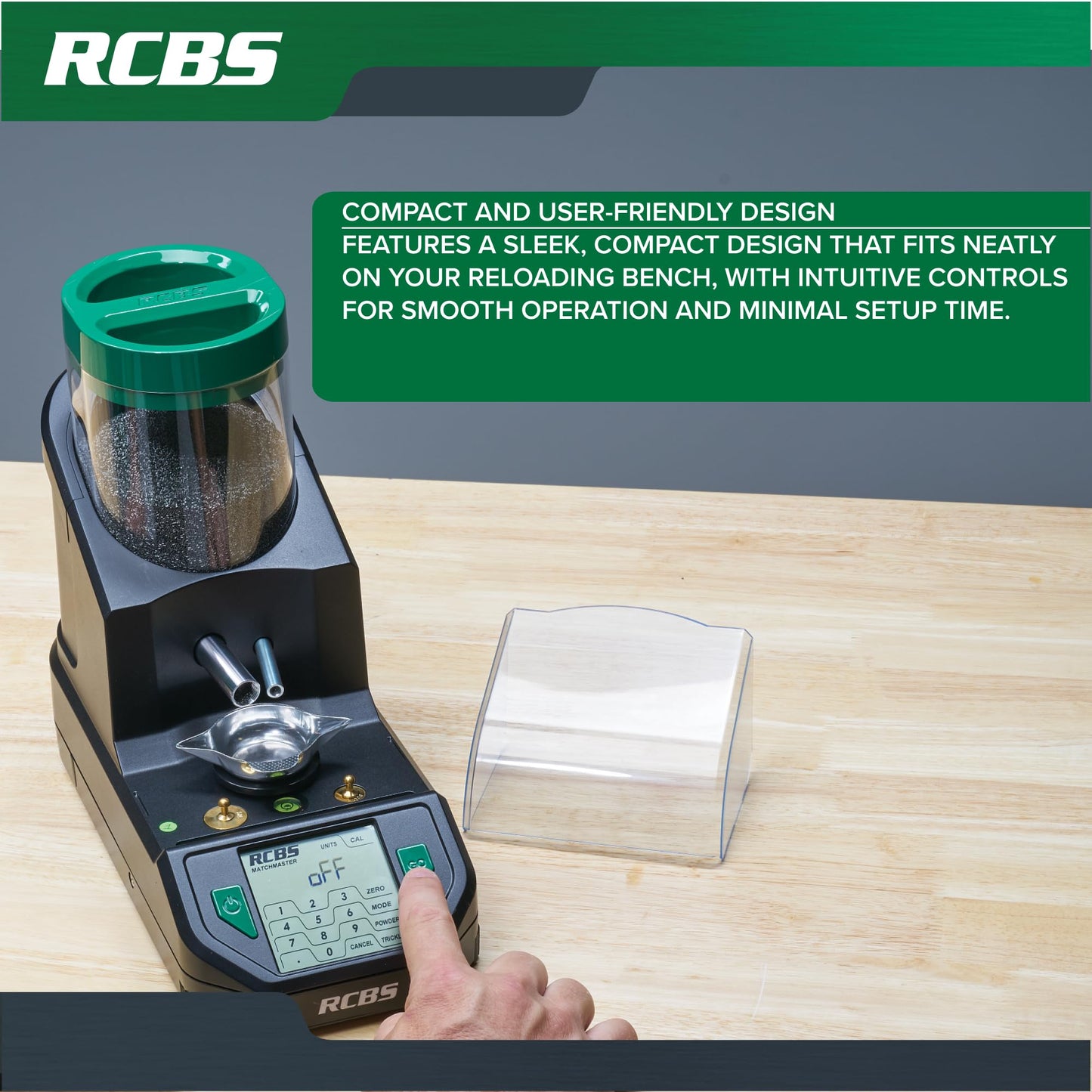 RCBS MatchMaster Powder Dispenser – Dual Tube Technology – 0.04 Grain Accuracy – Black/Green