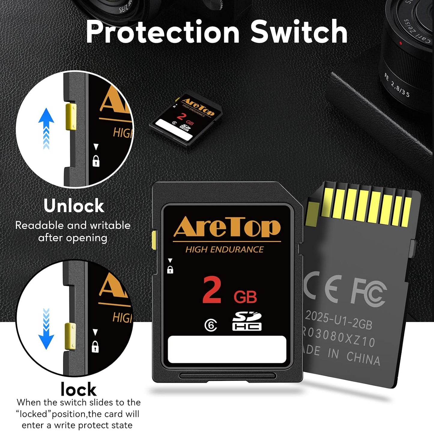 AreTop 2GB, 5 Pack 6 5 Pack 2GB SD Card Class SDHC Memory Card, Full HD Video Secure Digital Cards for Cameras, DSLR