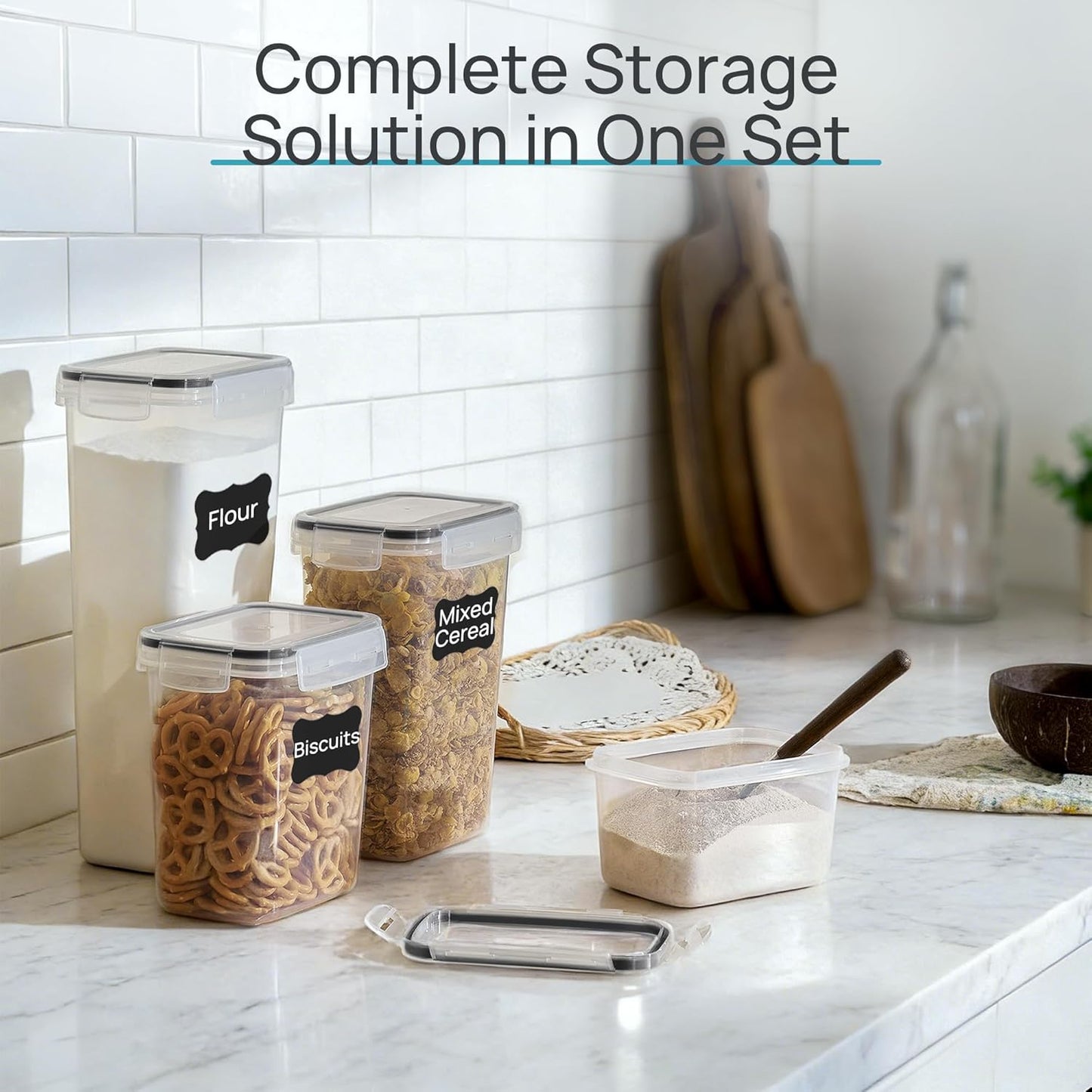 Vtopmart Airtight Food Storage Containers - 24 Pcs BPA-Free Plastic Canisters for Kitchen Organization | Black