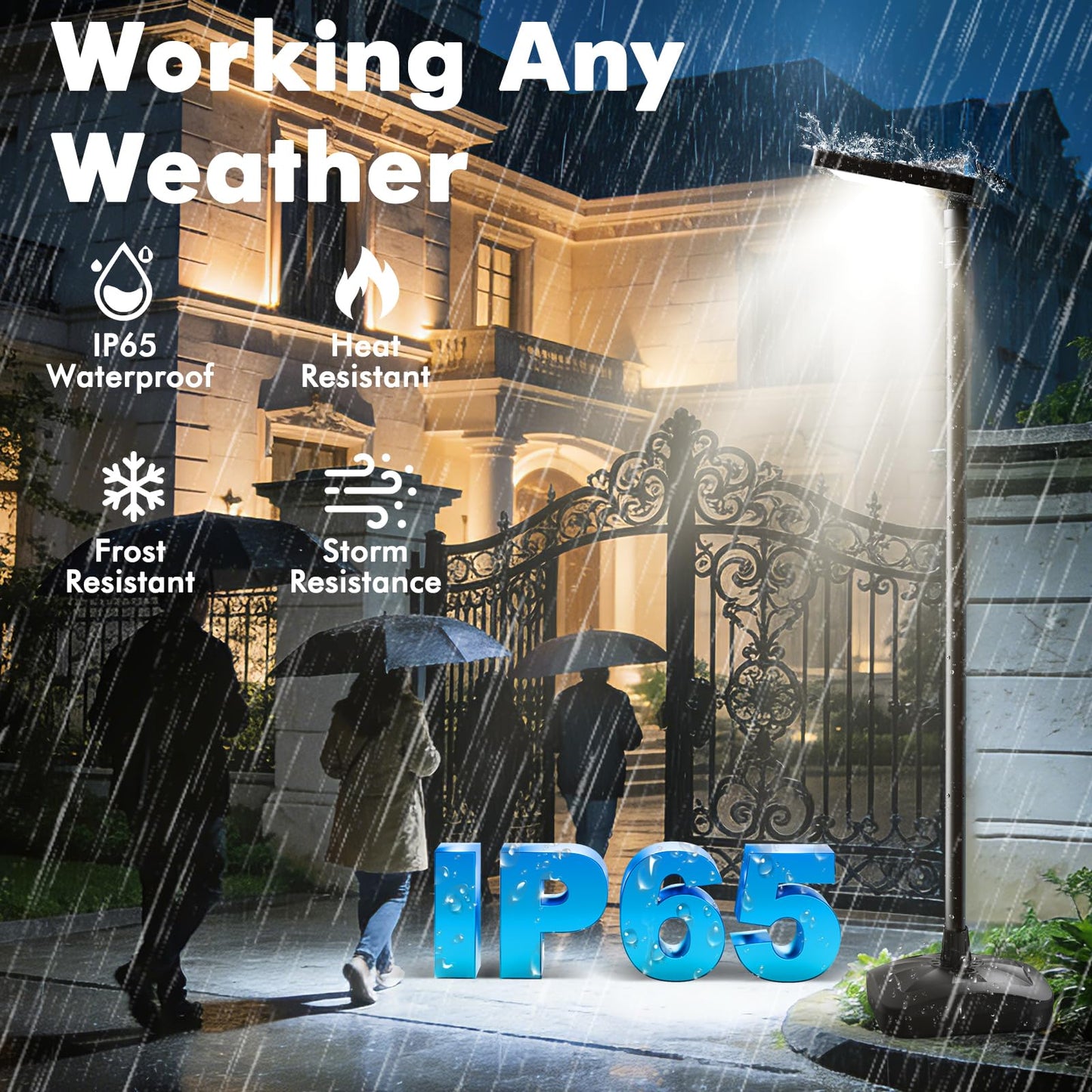 102" Solar Outdoor Street Lights with Pole & Remote, Removable IP65 Waterproof LED Solar Flood Motion Post Light, Dusk to Dawn Solar Floor Lamp for House, Yard, Garden, Patio, Lawn, Garage, Driveway