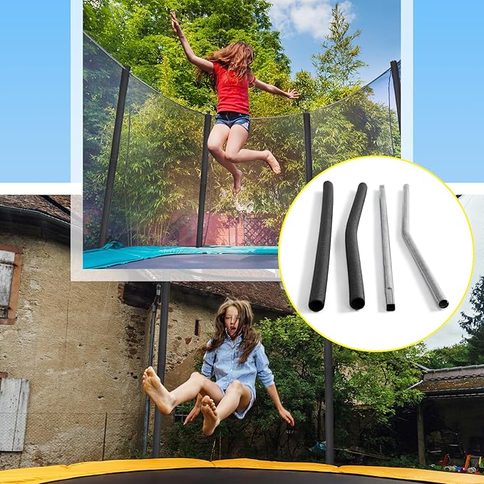 Blulu Trampolines Single Enclosure Pole Set Trampoline Replacement Parts Upper and Lower Enclosure Kit Net Poles with Foam Sleeve