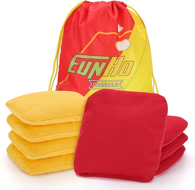 EunHo Dual Sided Cornhole Bags Regulation Set of 8 Professional Cornhole Bean Bags Slick and Stick for Tossing Game-All Weather
