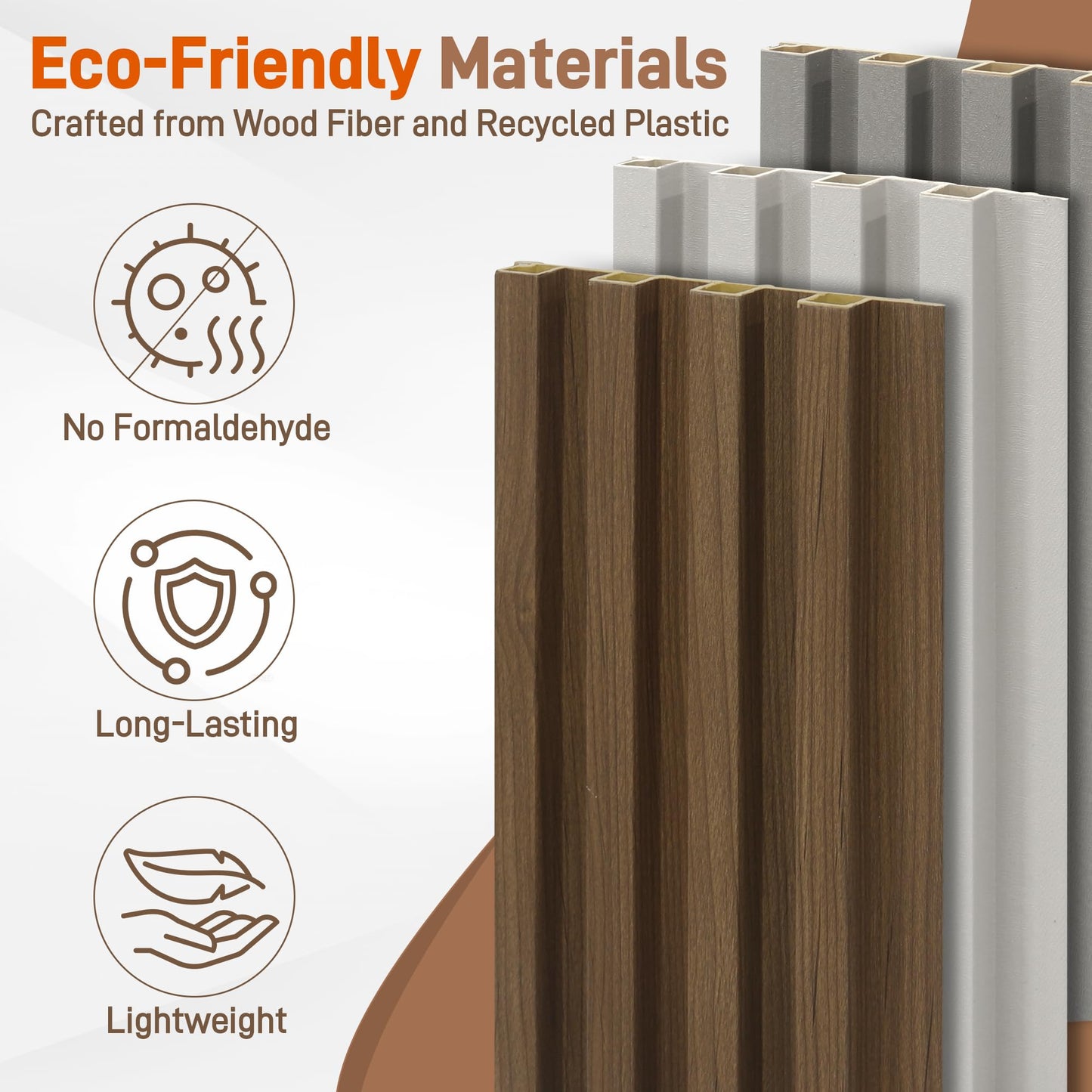 LETKEYS 16 Packs 3D Wall Panels, 48 x 6 Inch WPC Slat Wall Panels for Wall Decor, Fluted Accent Wall Paneling for Living Room Bedroom TV Background Study Room Office, Grey Oak