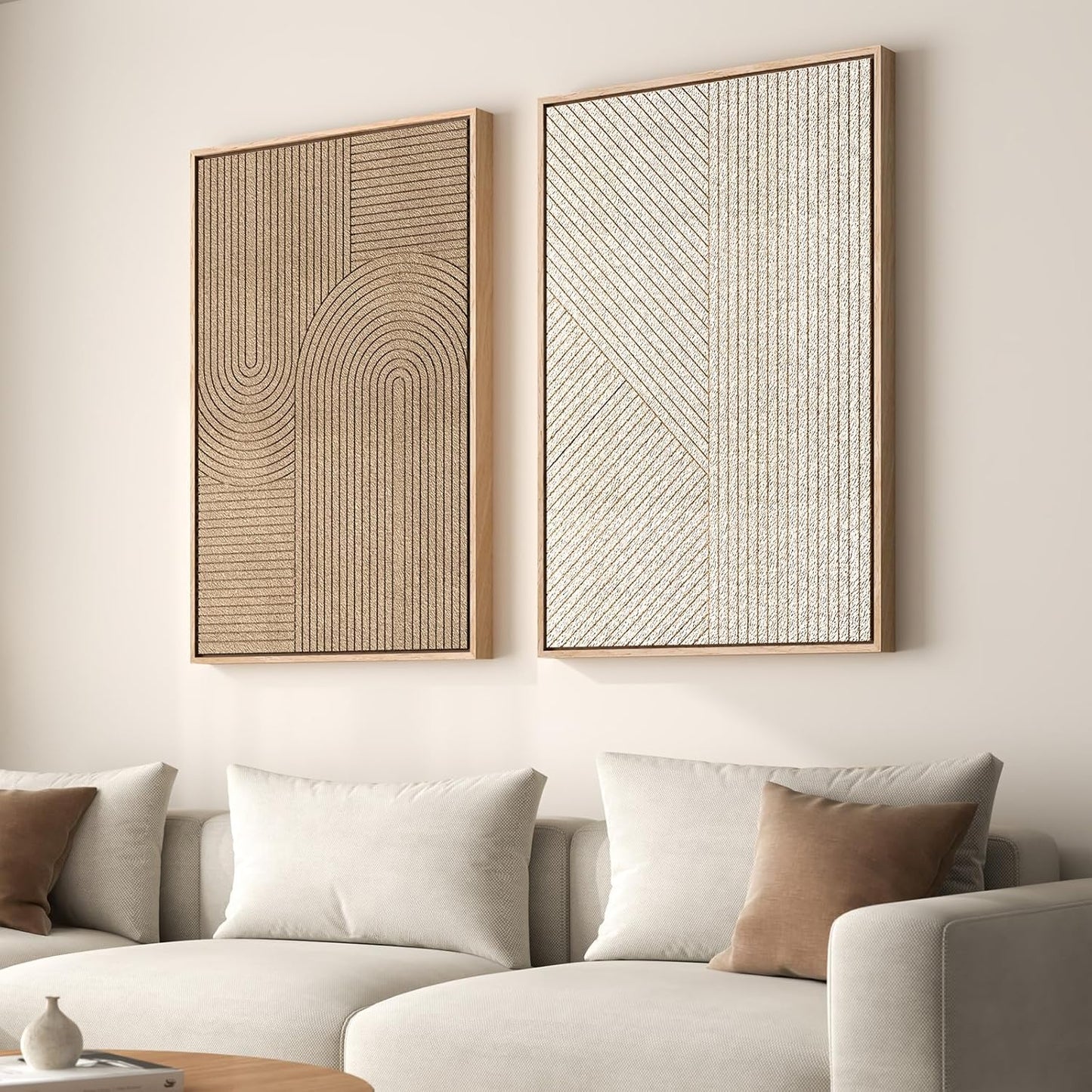 Regine Switzerland 3D Textured Wall Art Set - Modern Beige & Brown Abstract Paintings | 24x36 In