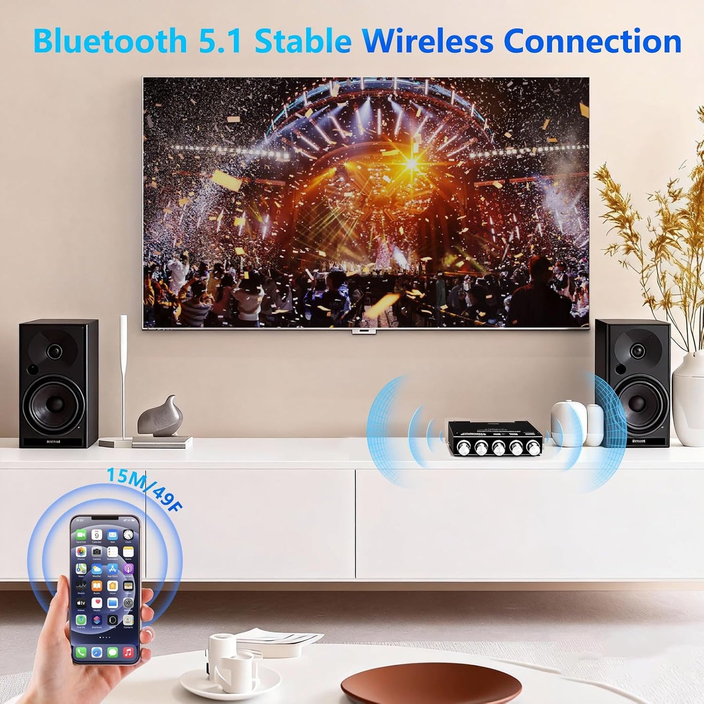 Generic 5.1 Board,200W 2.1 12-24 Bluetooth Audio Stereo Amplifier HiFi Channel Mini Subwoofer Power Amp Module