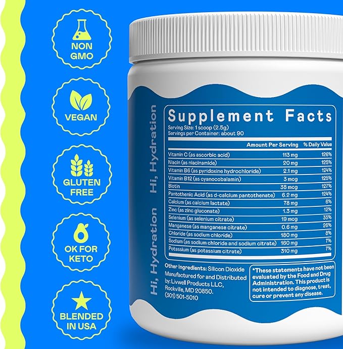 Hi-Lyte Daily Essentials Electrolytes Powder Mix Unflavored, 90 Servings