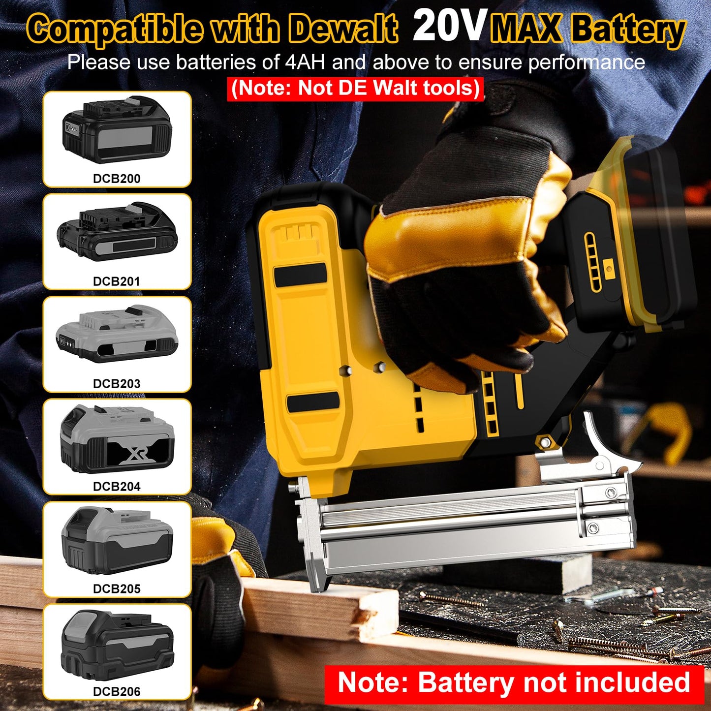 18 Gauge Cordless Brad Nailer for Dewalt 20V MAX Battery, Battery Powered Nail Gun with 1000 Nails, Lightweight Electric Nail Gun for Woodworking, DIY, Framing & Home Improvement (No Battery)