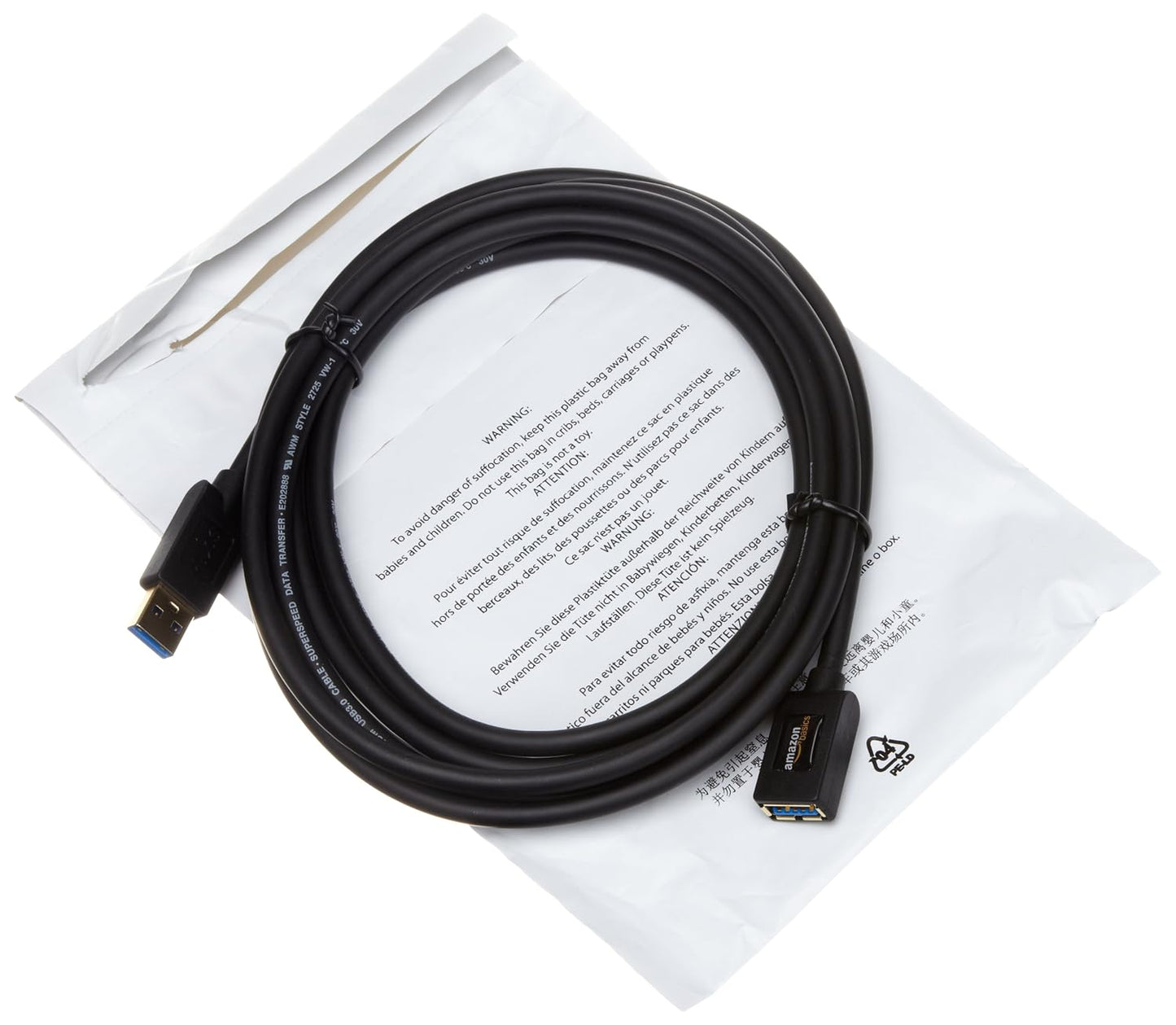 3.0 4.8Gbps 3.3 Amazon Basics USB Extension Cable, A-Male to A-Female, High-Speed, Gold-Plated Connectors, Foot, Black