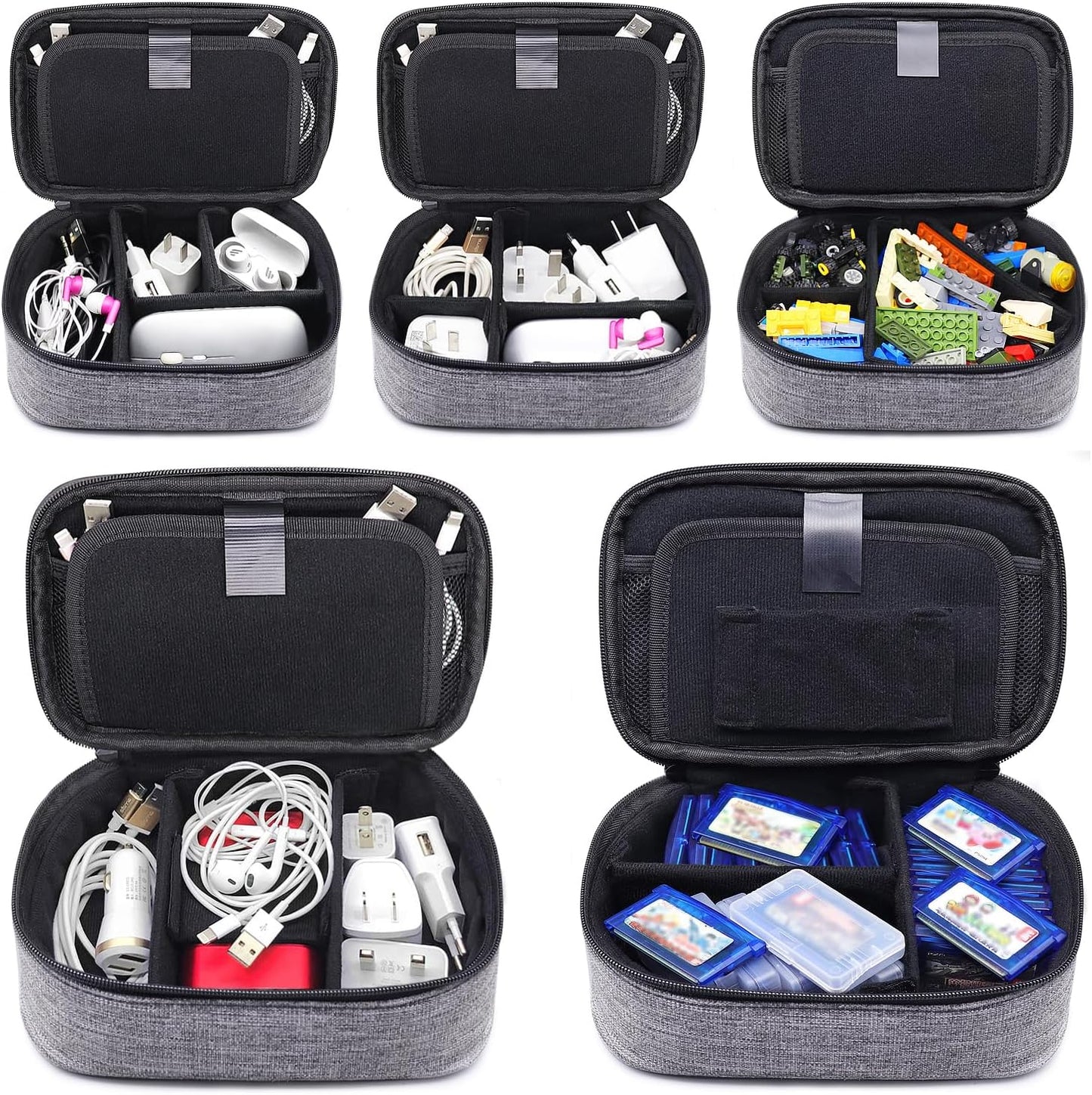 sisma Travel Electronics Organizer Small Carrying Case for Cables Phone Chargers USB Plugs Power Cords Earbuds Adapter