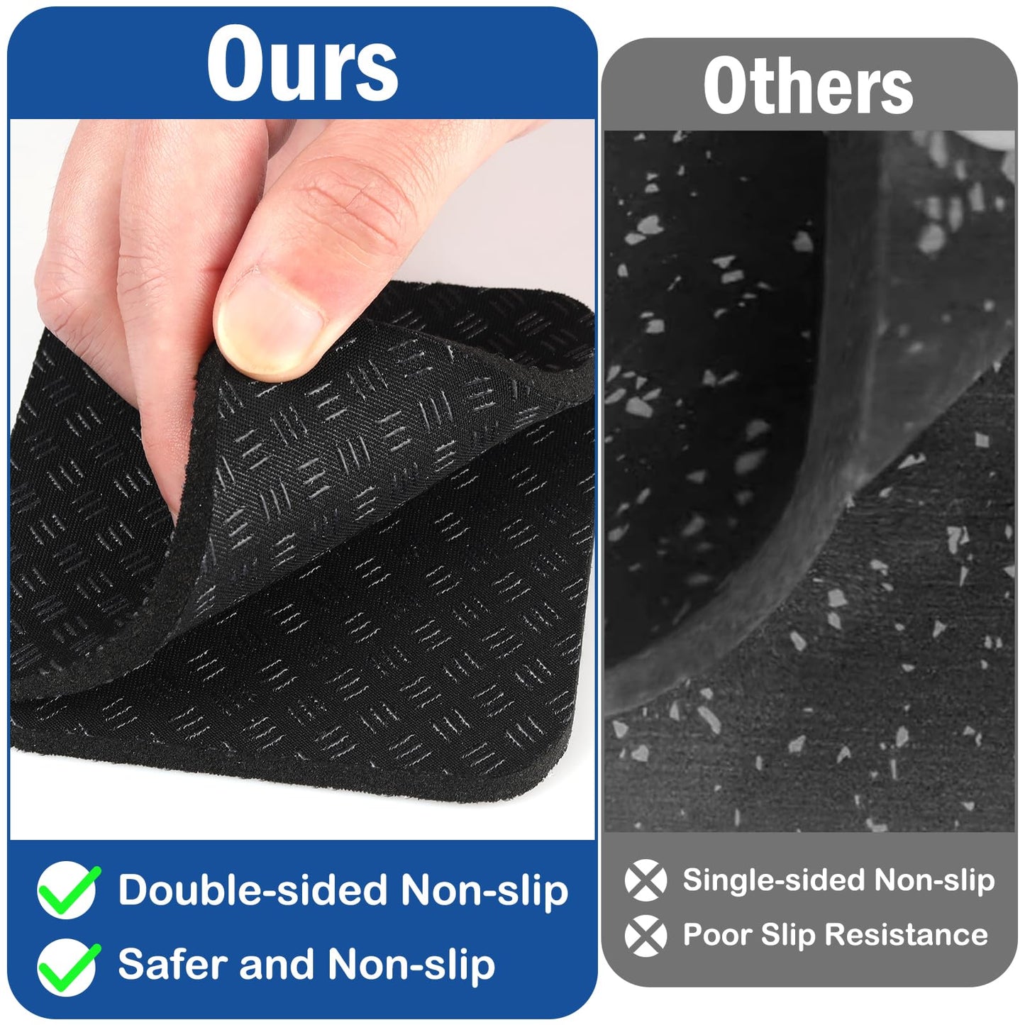 6 Pcs Walking Pad Mat, Treadmill Mat Pads, 4" x 4" x 0.2" Double-Sided Non-Slip Exercise Equipment Mat, High Density Silicone Anti Vibration Pad for Protect Floors, Noise Reduction