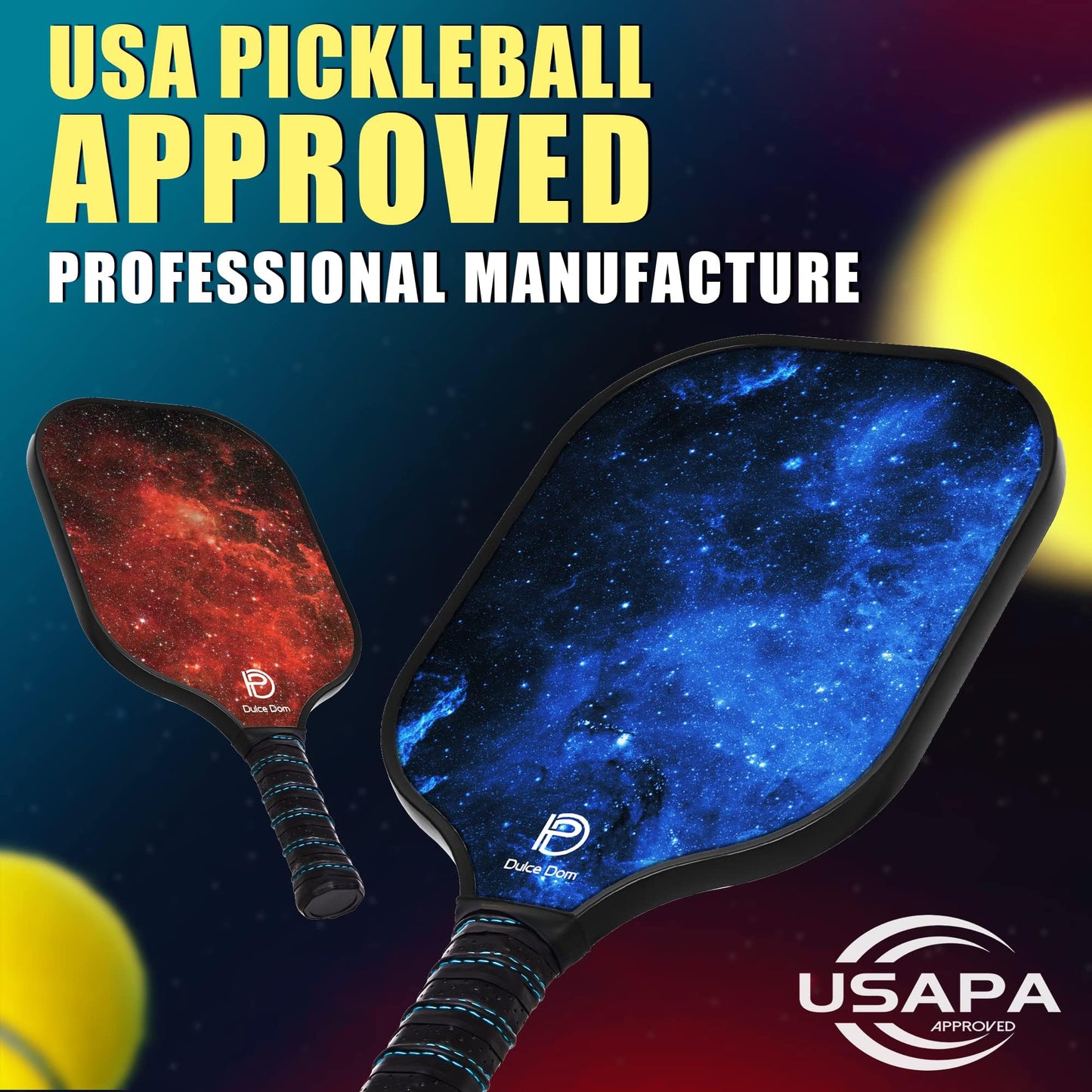 DULCE DOM Pickleball Paddles, USAPA Approved Lightweight Pickleball Set with 4 Premium Balls and Bag, Perfect Pickleball Rackets Gifts for Women Men
