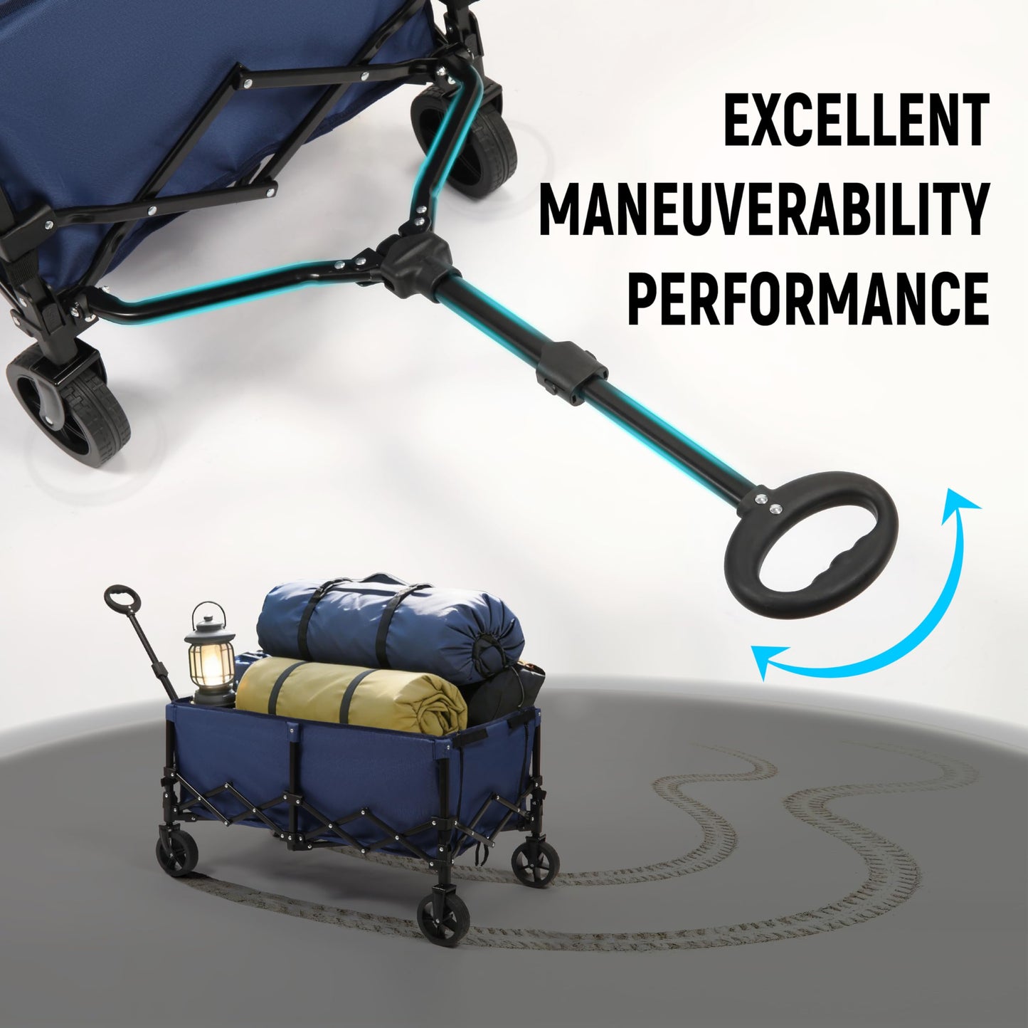 Collapsible Wagon Cart with Extendable Storage - 5.8cu.ft Capacity, 300lbs Heavy Duty, Compact Foldable Utility Wagon Cart for Grocery Shopping, Outdoor, Camping, Picnic, Sports Event, Garden