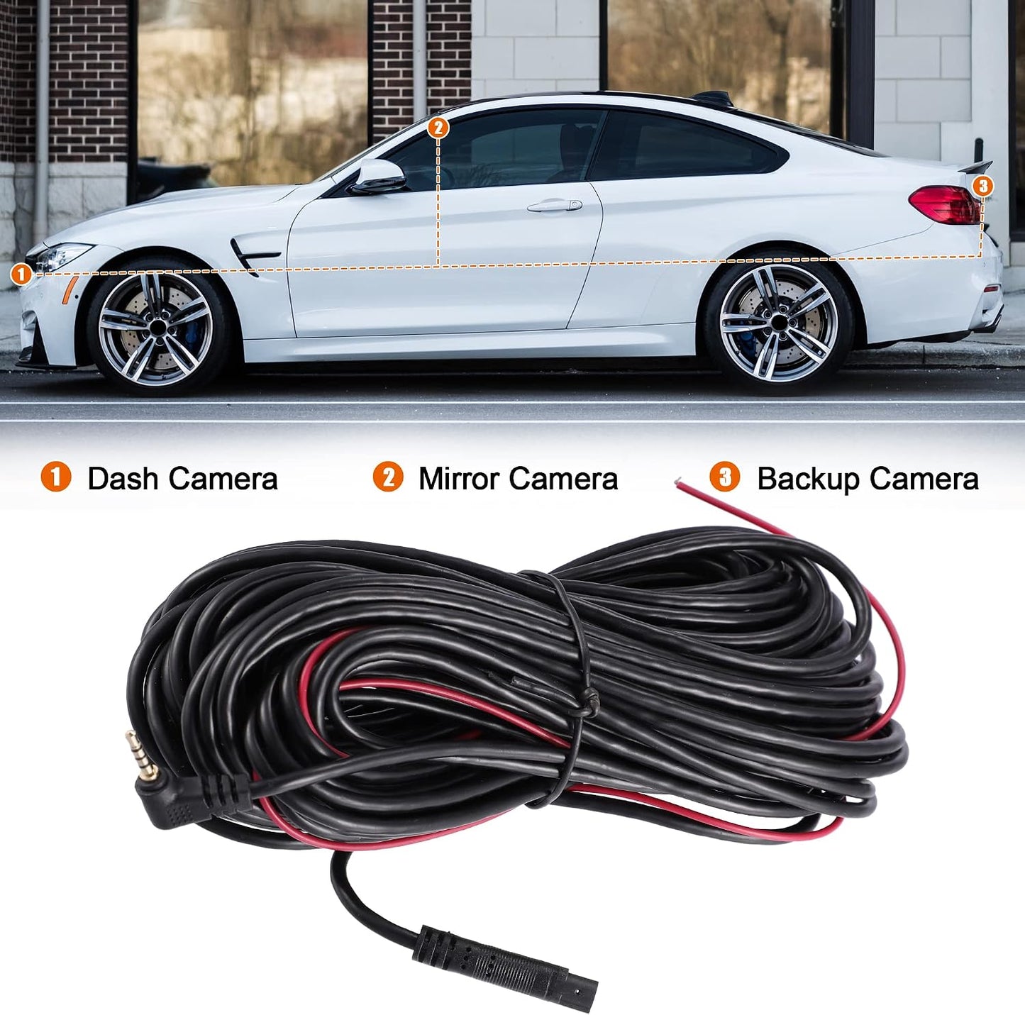 1pcs 5 15m 49.21Ft X AUTOHAUX Pin Dash Cam Rearview Backup Camera Reverse Extension Cord Car Recorder Cable Male