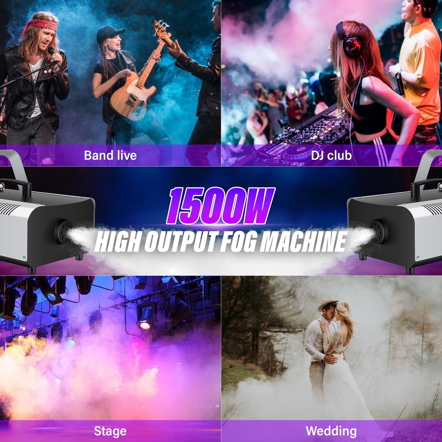 Sklydron 1500W Fog Machine - Halloween Smoke Machine with Remote & Wired Control, Maquina De Humo Para DJ with16000 CFM High Output for Haunted Houses, Stage Shows & Wedding,DJ Club,Live Concert