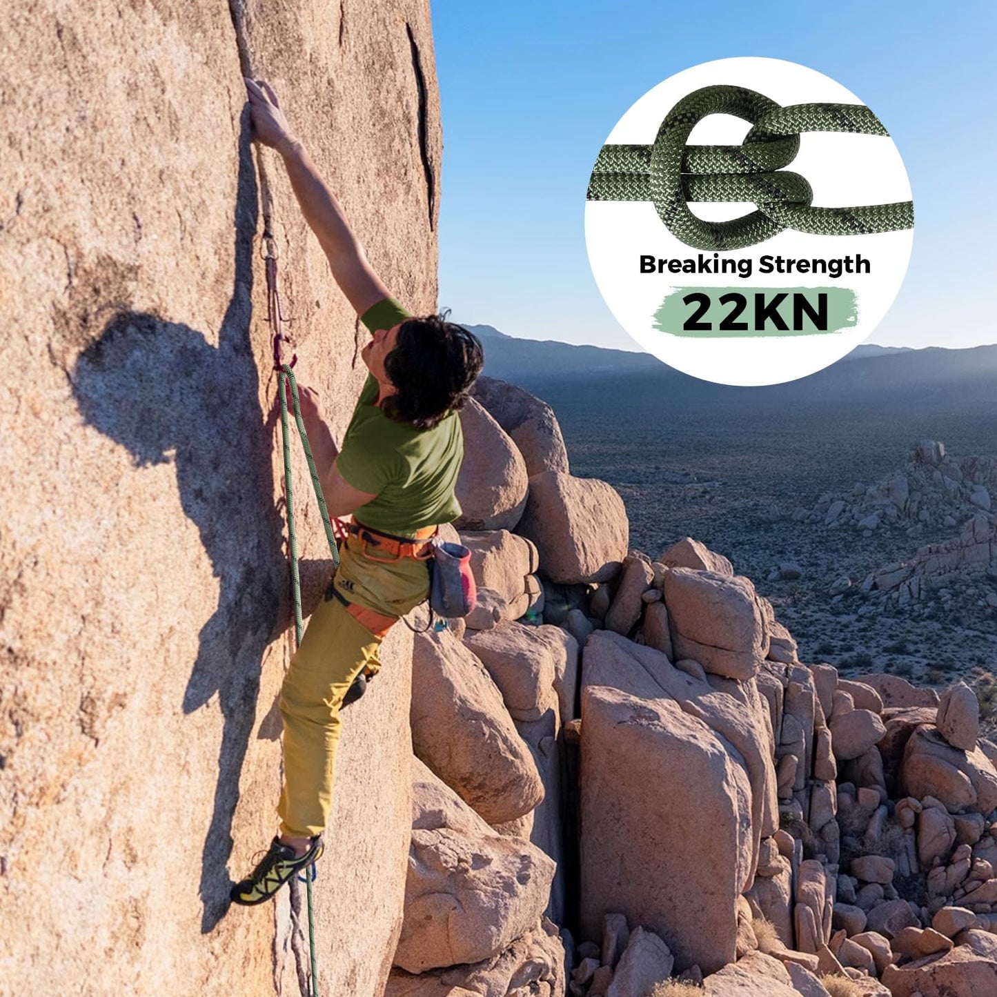 10mm Nylon Prusik Cord, Pre-Sewn 47in(120cm) Prusik Loop, 22KN / 4950lbs MBS High Strength Friction Cord for Rock Climbing, Arborist Tree Work, Rescue, Rappelling and Aerial Operations
