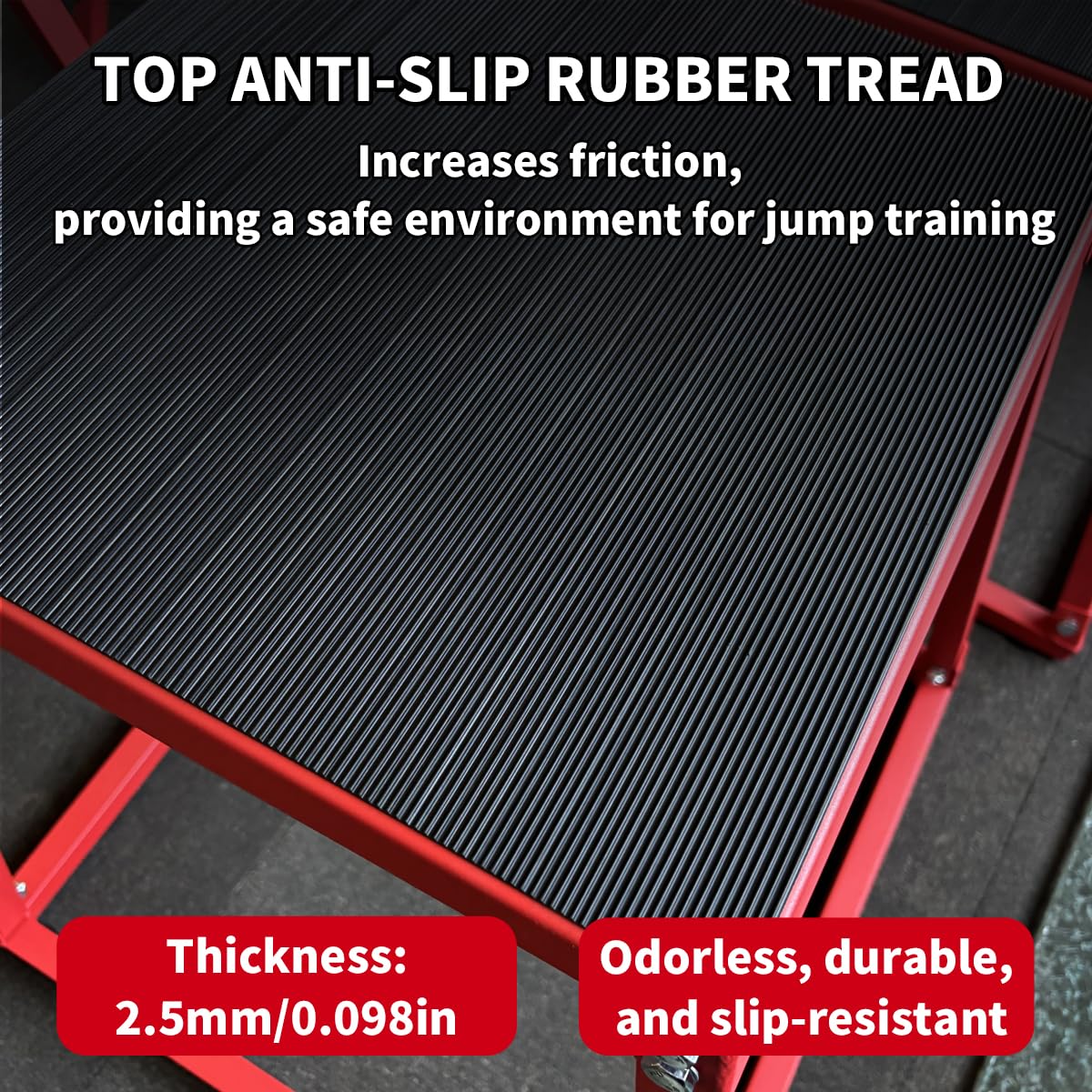 PeakPursuit 12 Inch Metal Plyo Box, Plyometric Jumping Box Set with Anti-Slip Surface for Workout Home Gym,Single and Set,Red