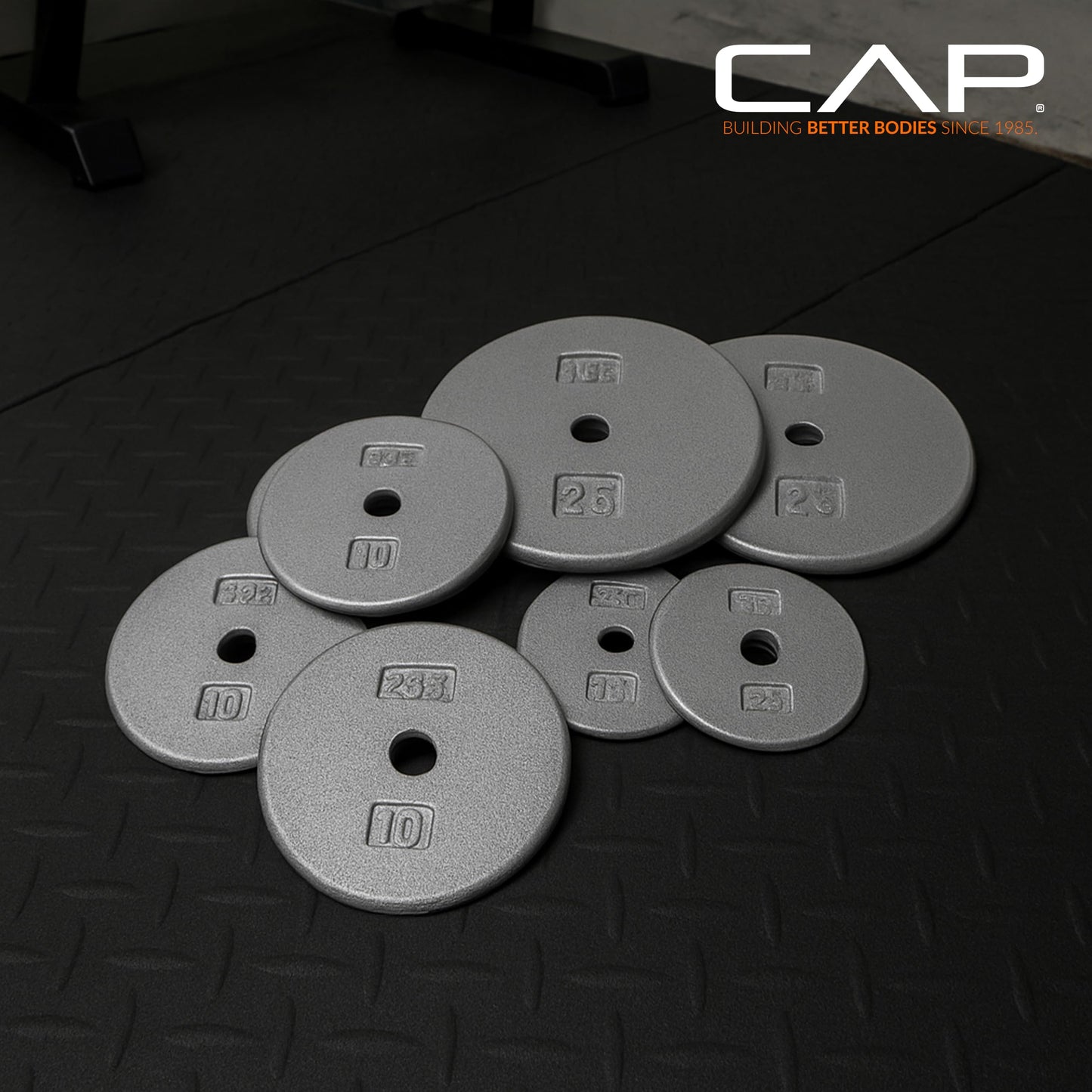 CAP Barbell Cast Iron Standard 1-Inch Weight Plate Set – Barbell Weights for Home Gym, Strength Training, and Weightlifting, 5 lb Set of 4, Black